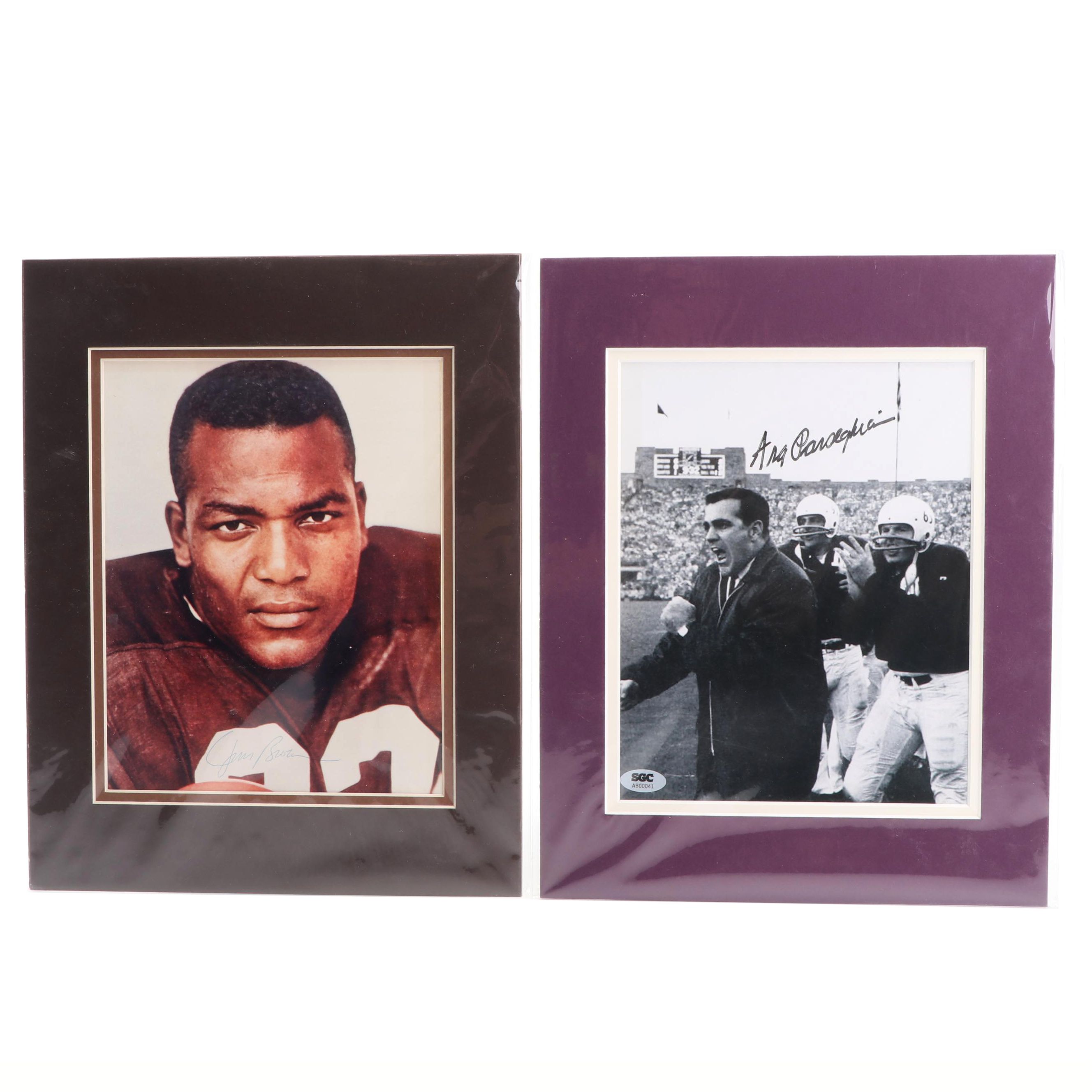 Ara Parseghian and Jim Brown Autographed Photographs