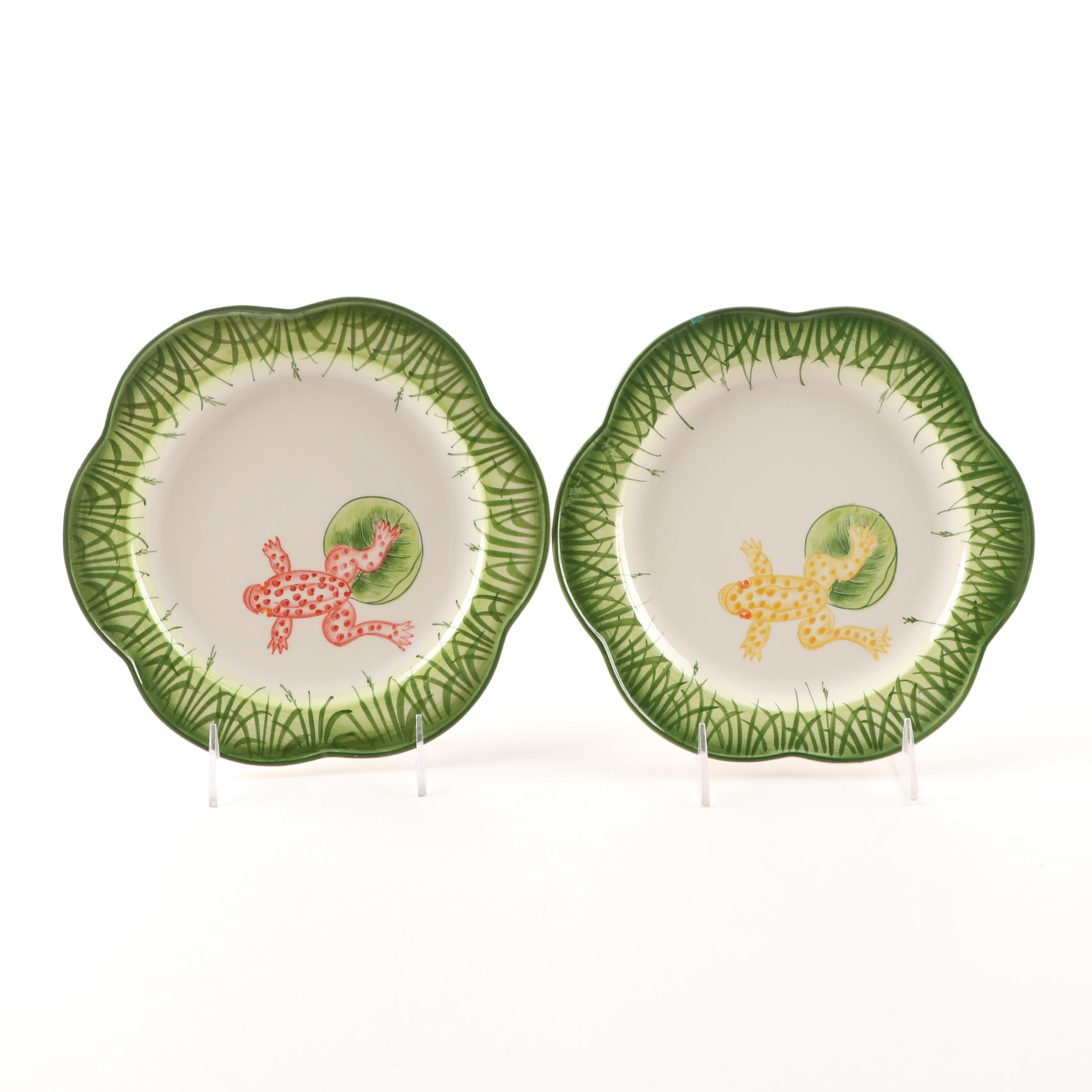 Gilly Walsh for Mariposa and Masilly Hand Painted Frog Plates