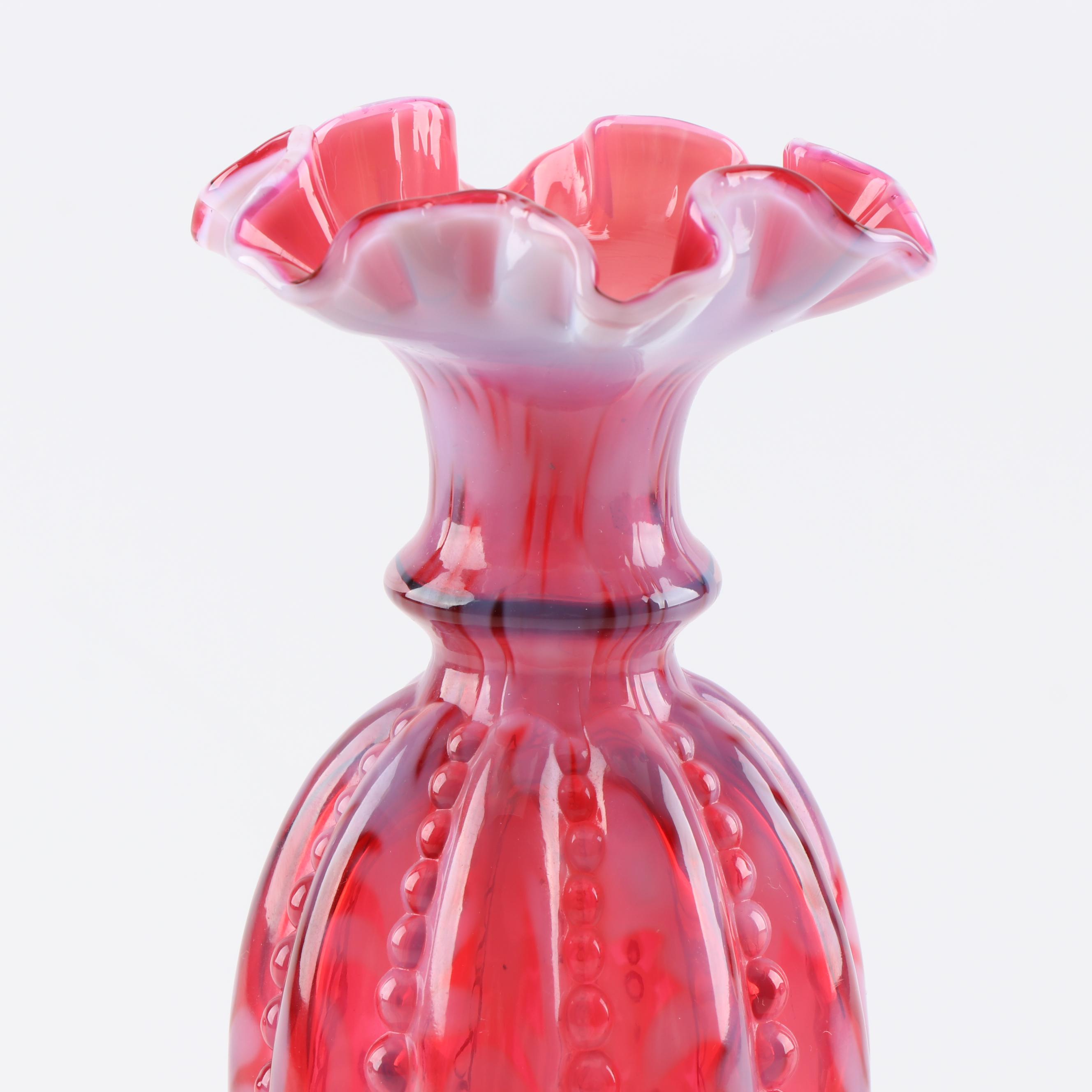 W.C. Fenton Cranberry Glass Vase