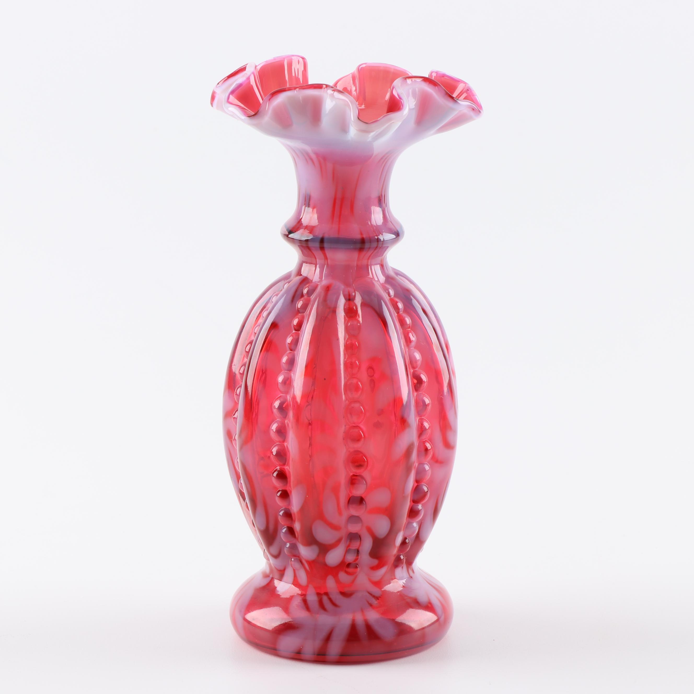 W.C. Fenton Cranberry Glass Vase