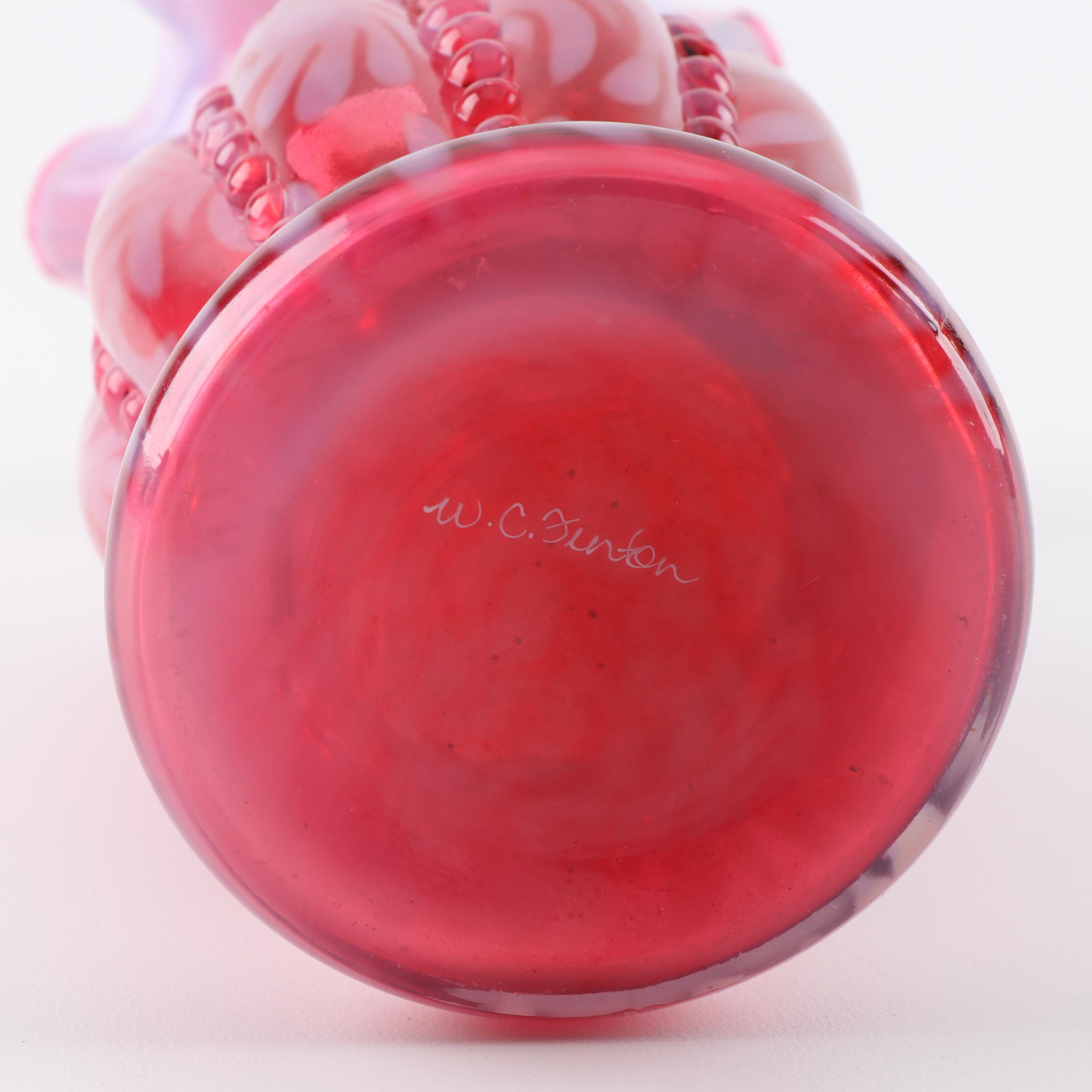 W.C. Fenton Cranberry Glass Vase