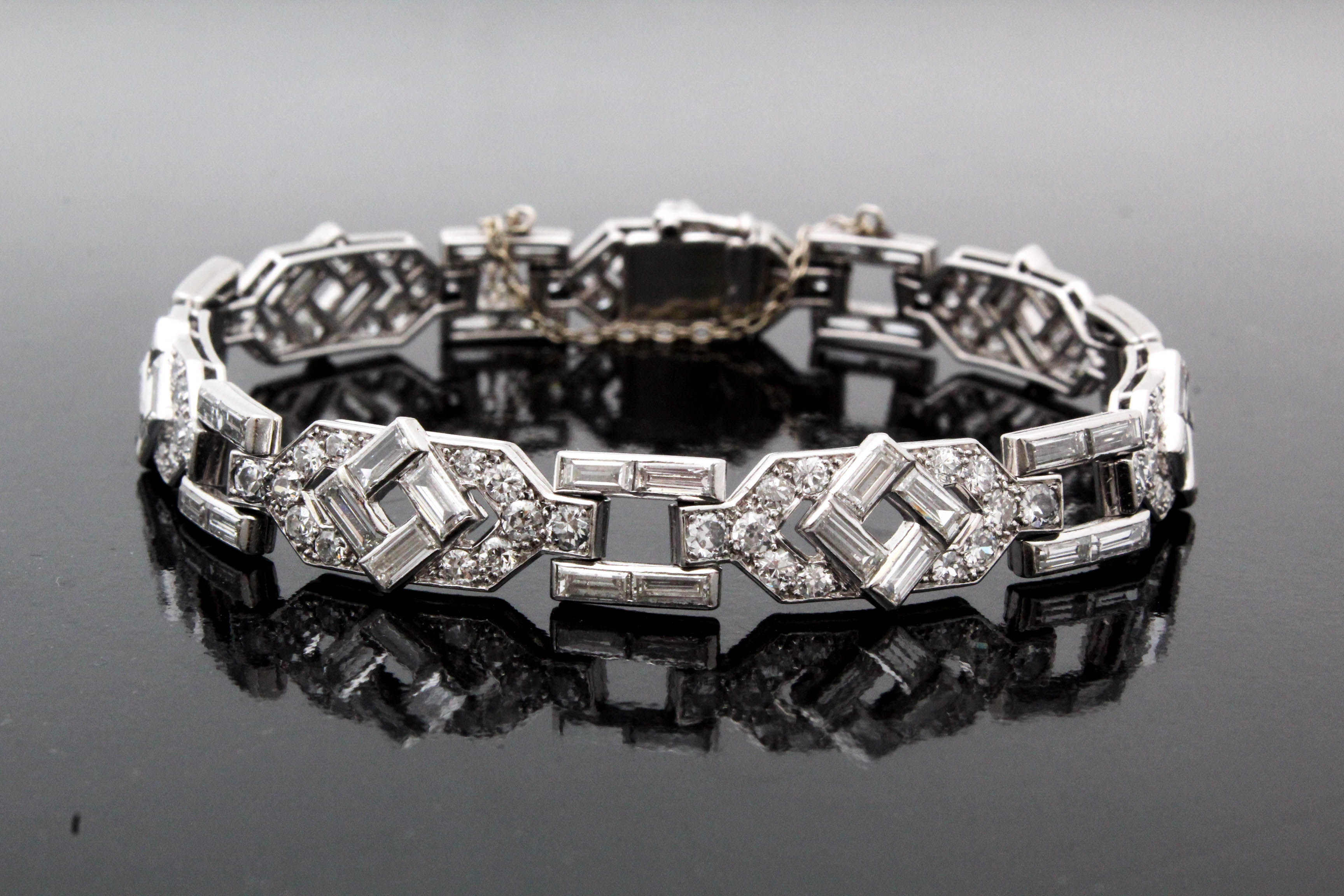 Platinum Art Deco Style 8.65 CTW Diamond Bracelet