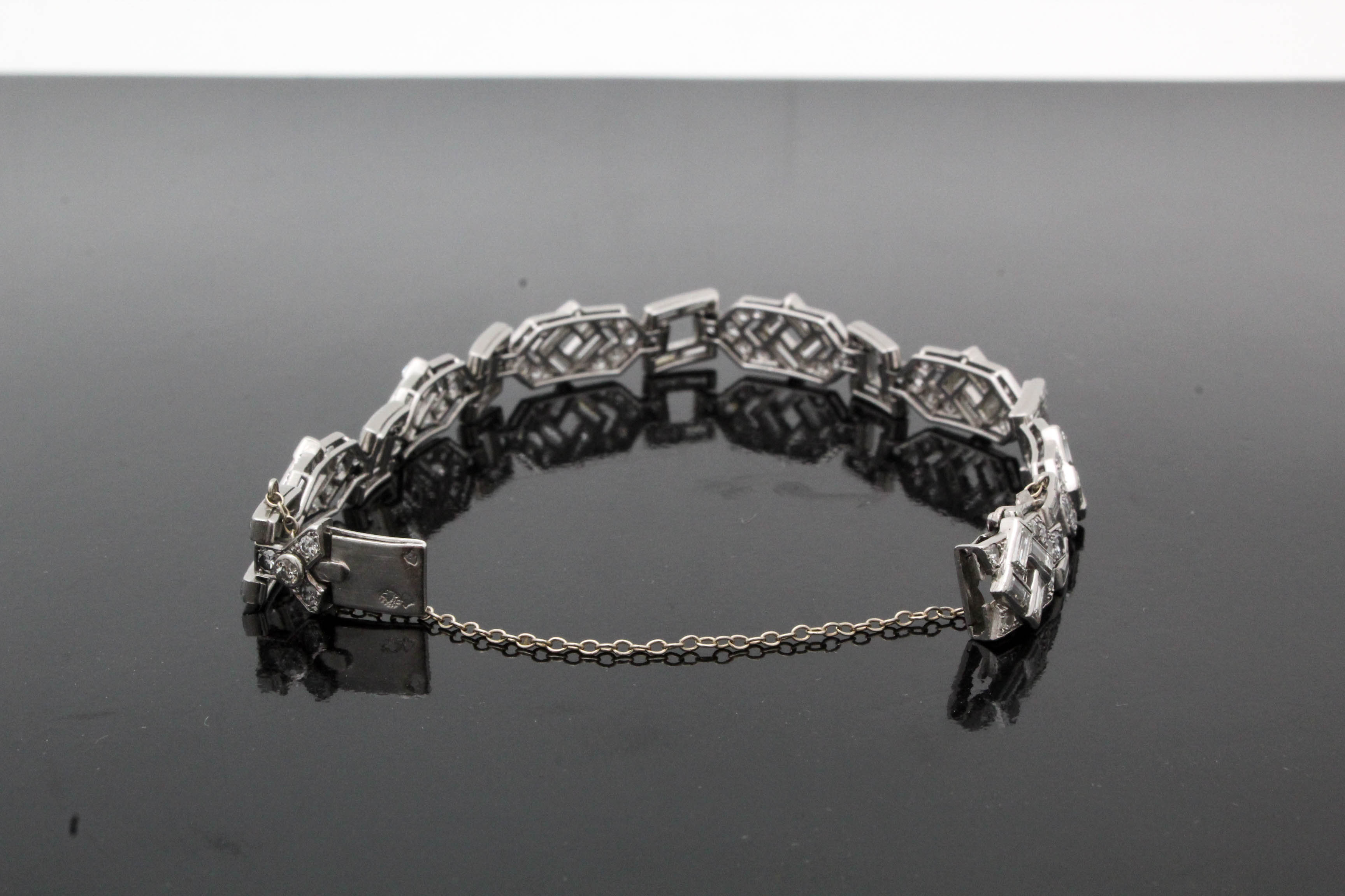 Platinum Art Deco Style 8.65 CTW Diamond Bracelet
