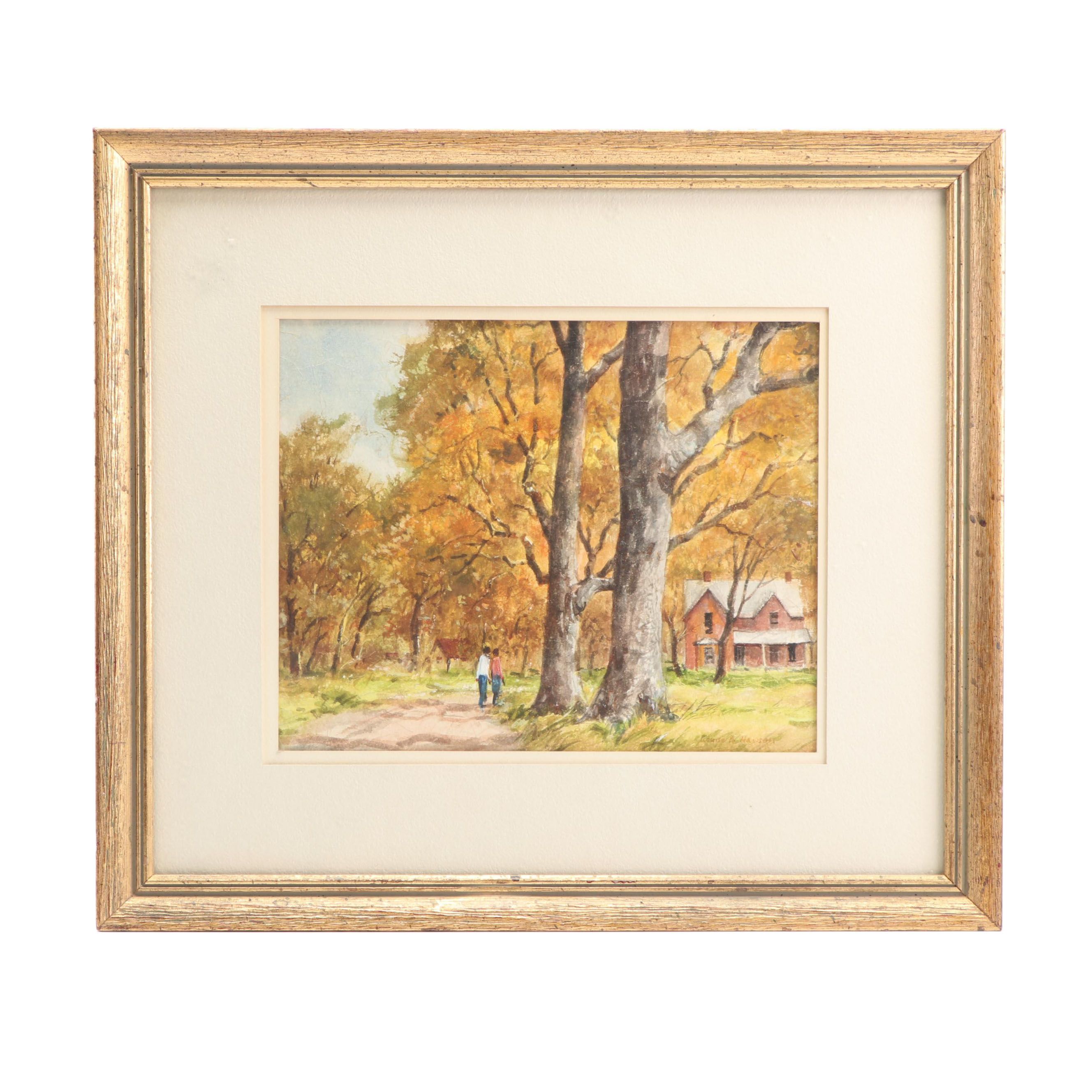 Louise B. Hansen Landscape Watercolor Painting