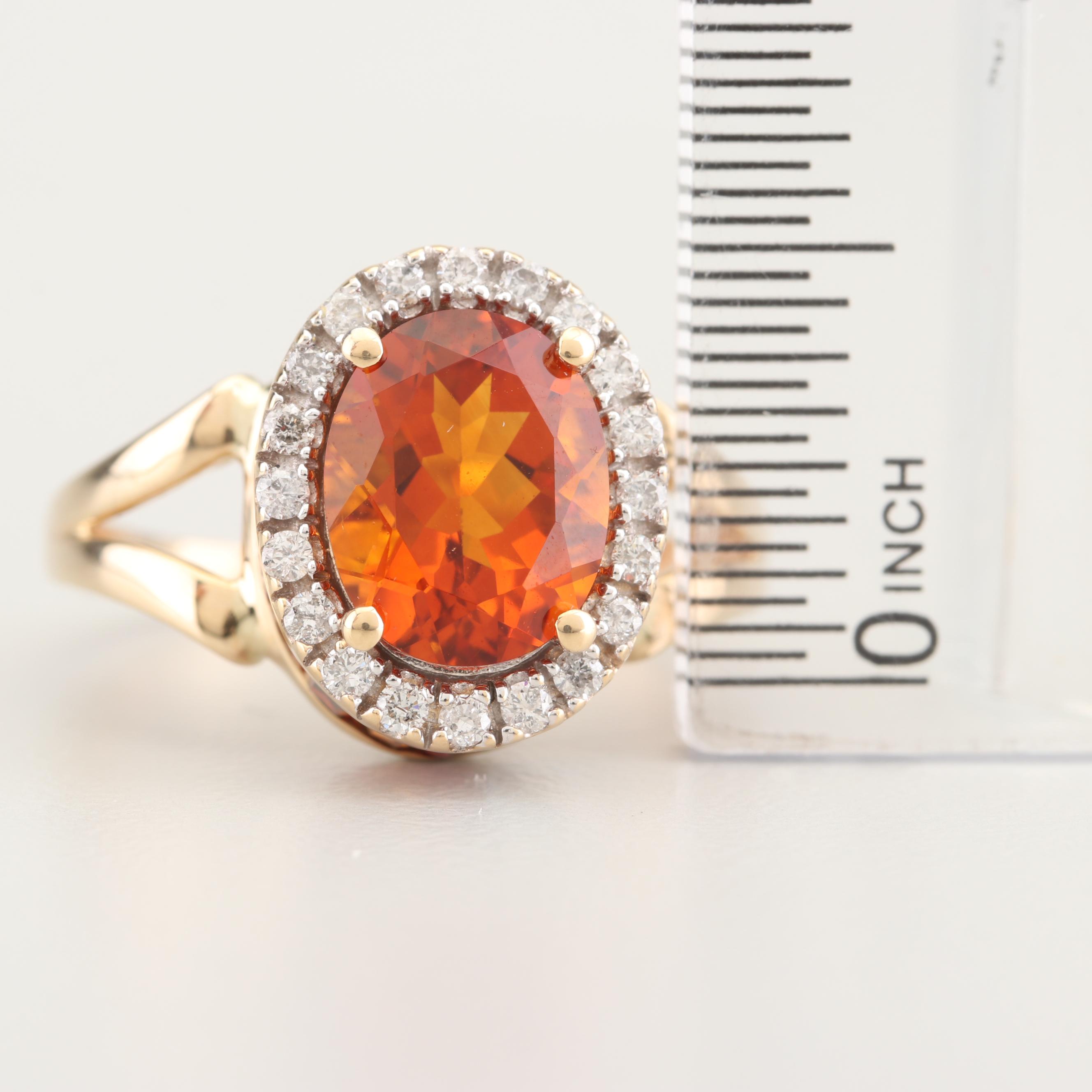 14K Yellow Gold Citrine, Diamond, and Gemstone Ring