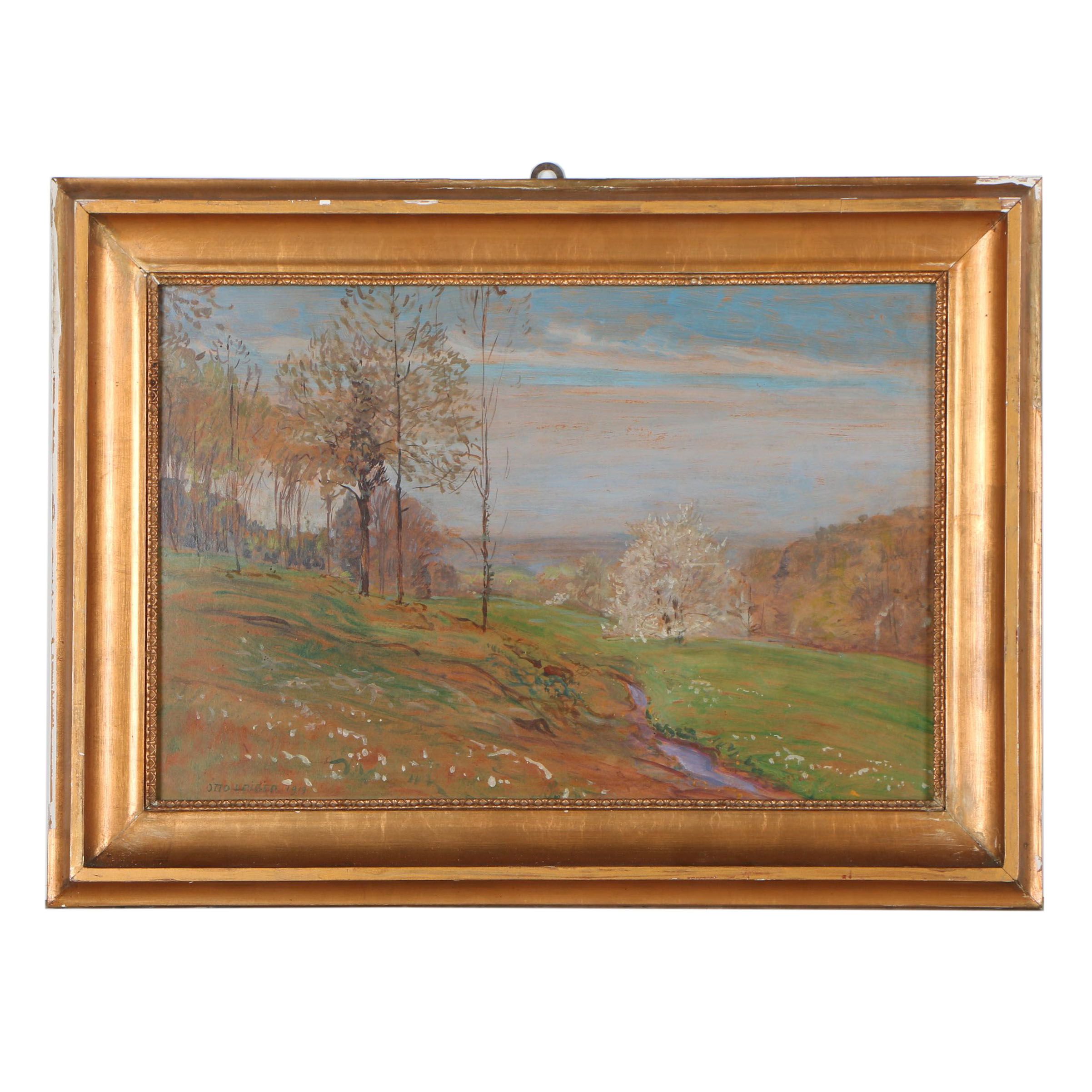 Otto Leiber Landscape Oil Painting, 1919