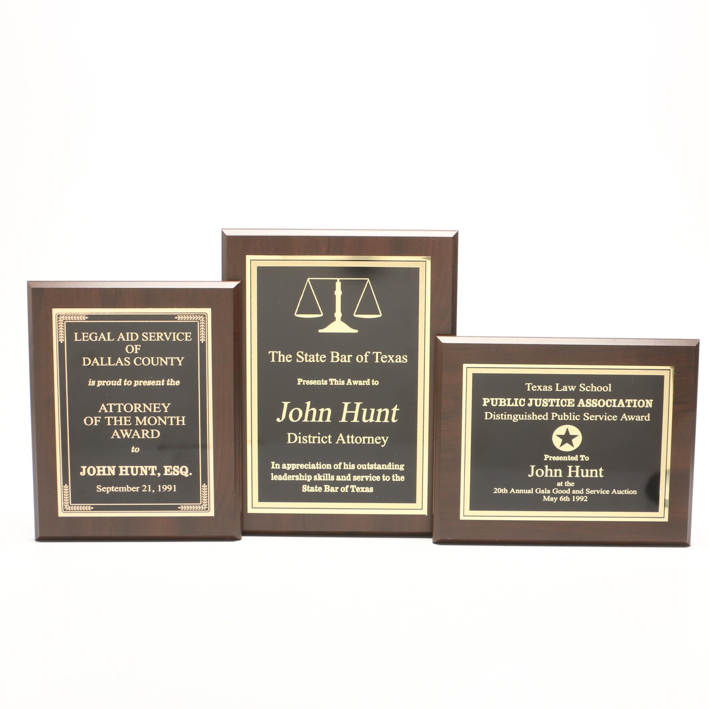 "John Hunt" Legal Award Plaque Props From "The Old Man & The Gun"