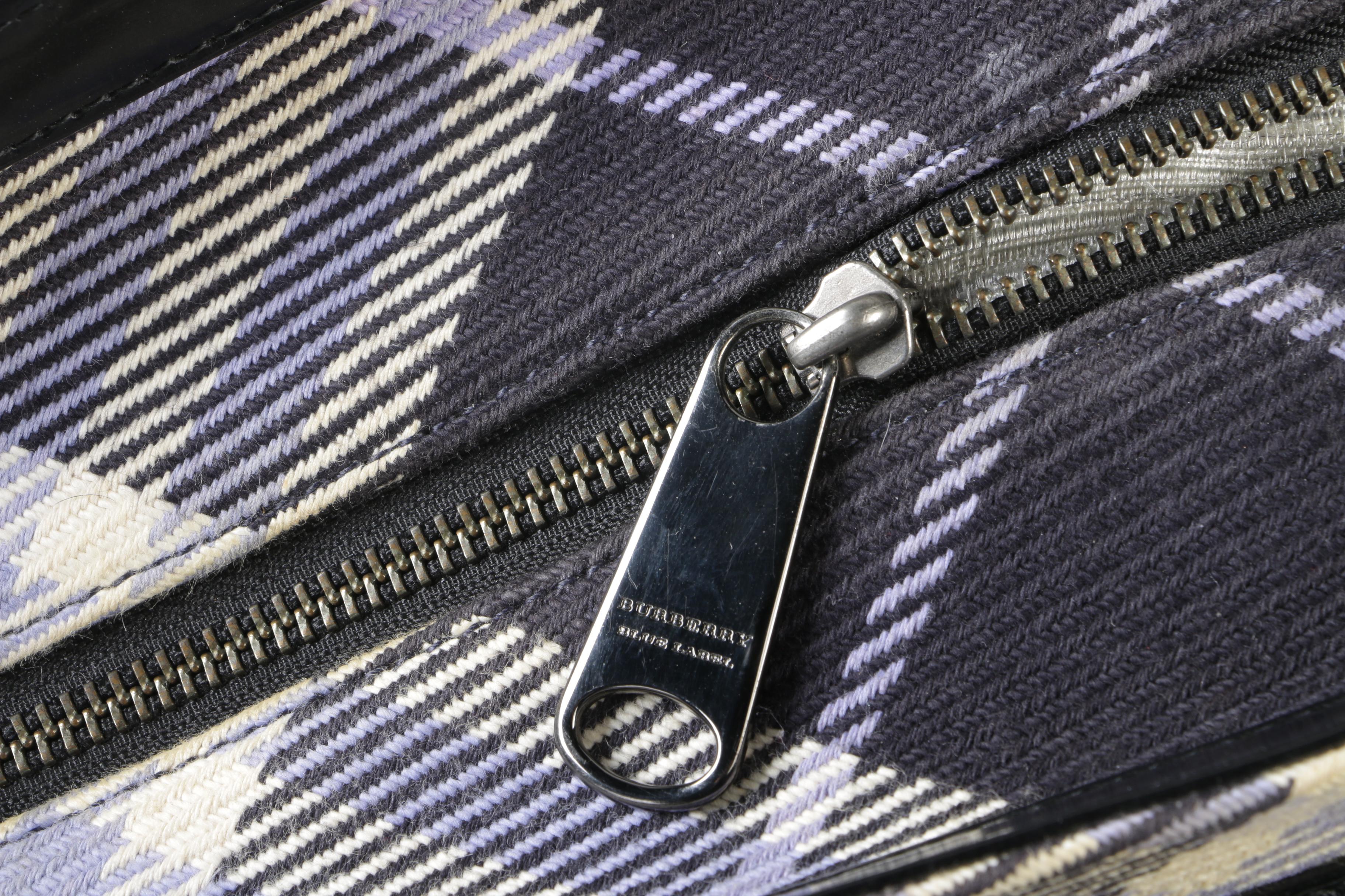 Burberry London Blue Label Plaid and Black Patent Leather Shoulder Bag