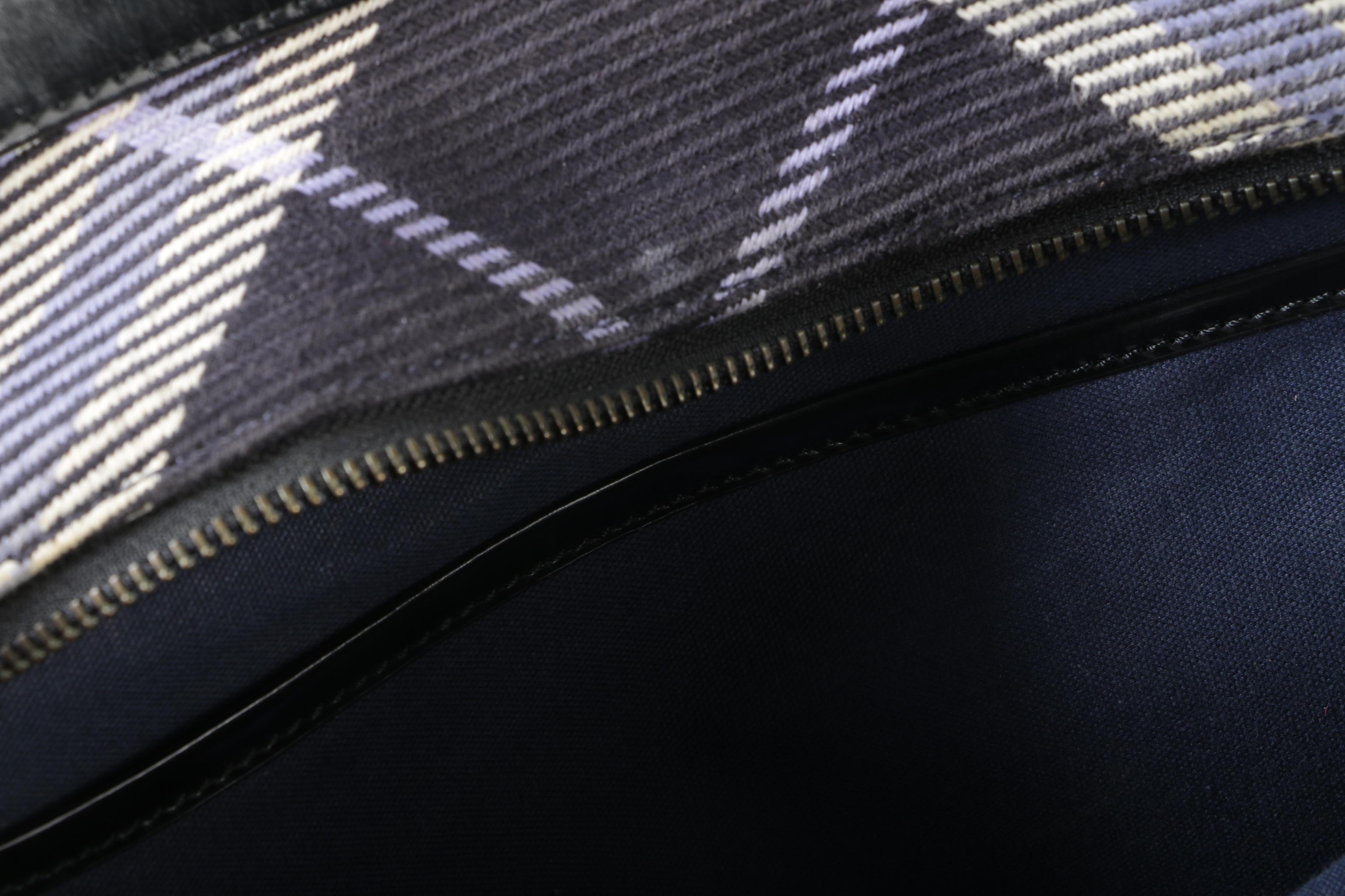 Burberry London Blue Label Plaid and Black Patent Leather Shoulder Bag