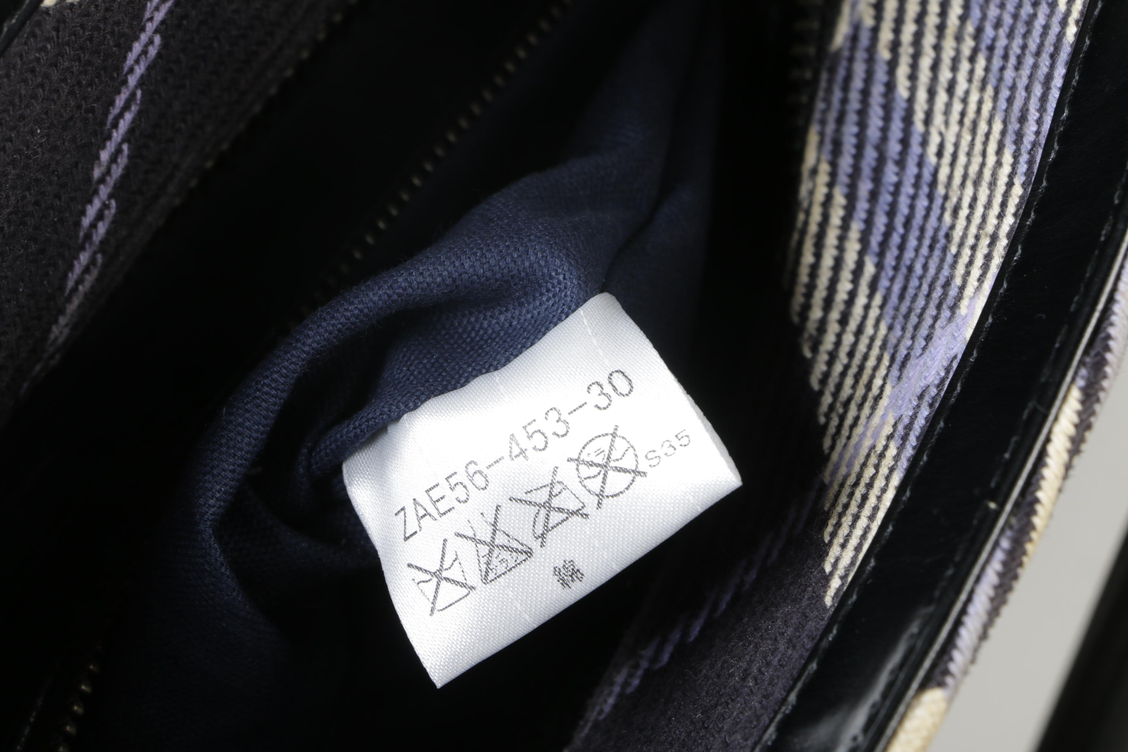 Burberry London Blue Label Plaid and Black Patent Leather Shoulder Bag