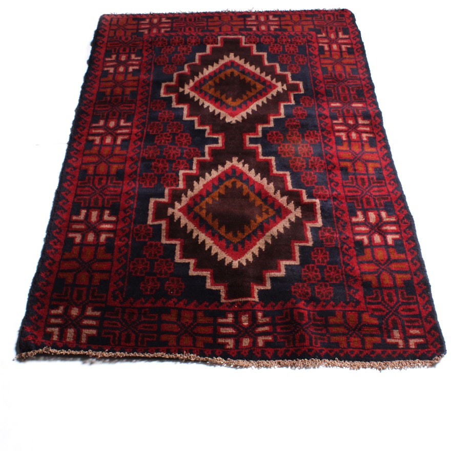 3'8 x 5'11 Hand-Knotted Afghan Kazak Rug