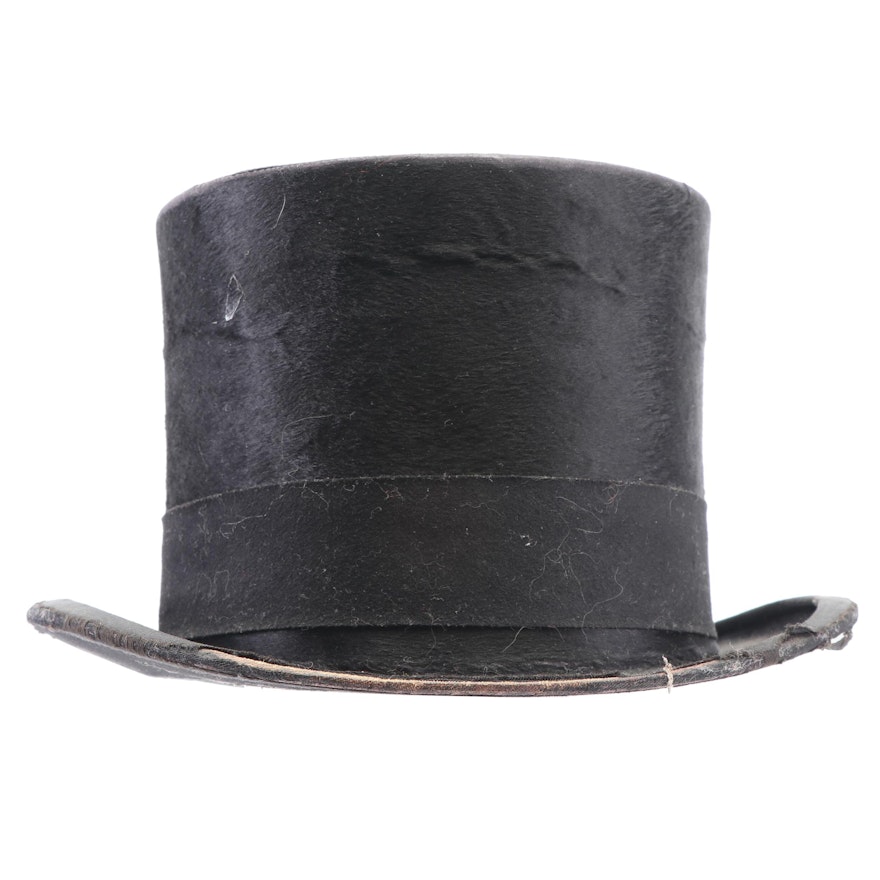 Men's Delion Silk Plush Top Hat, Early 20th Century