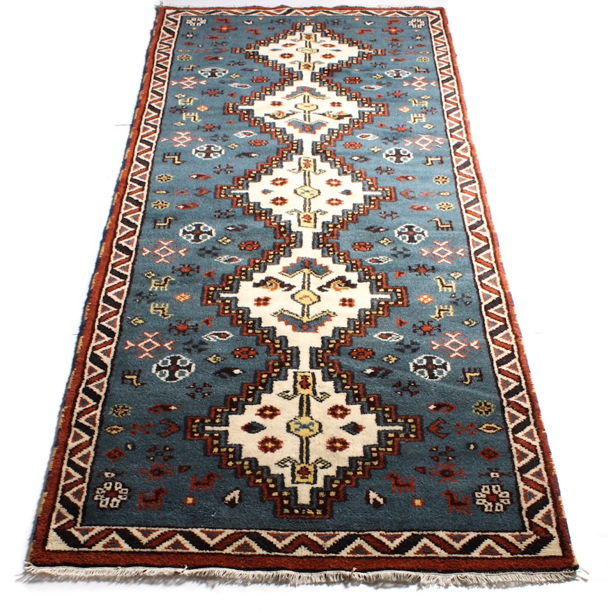 4'1 x 10'4 Hand-Knotted Indo-Caucasian Kazak Long Rug