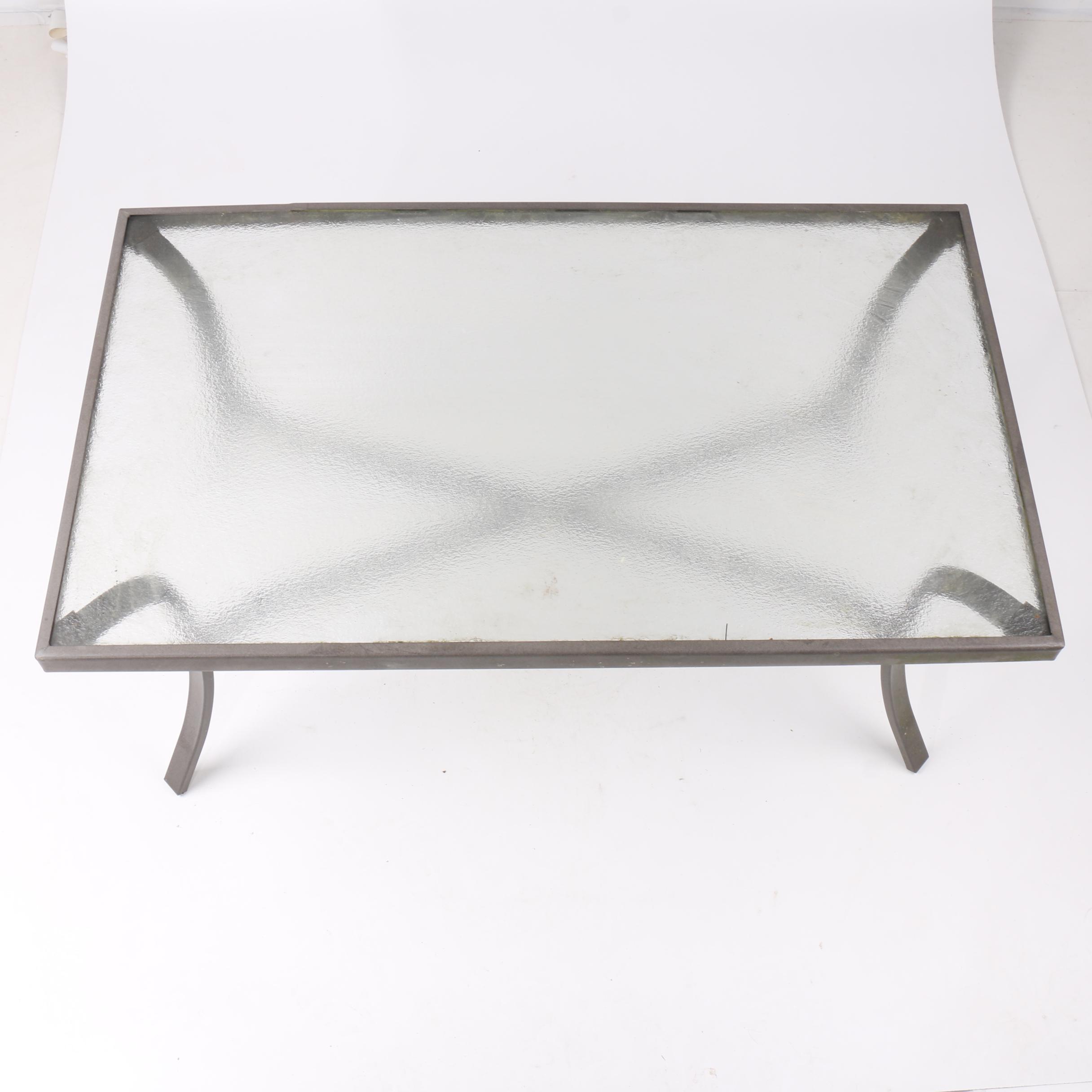 Contemporary Metal and Glass Patio Coffee Table