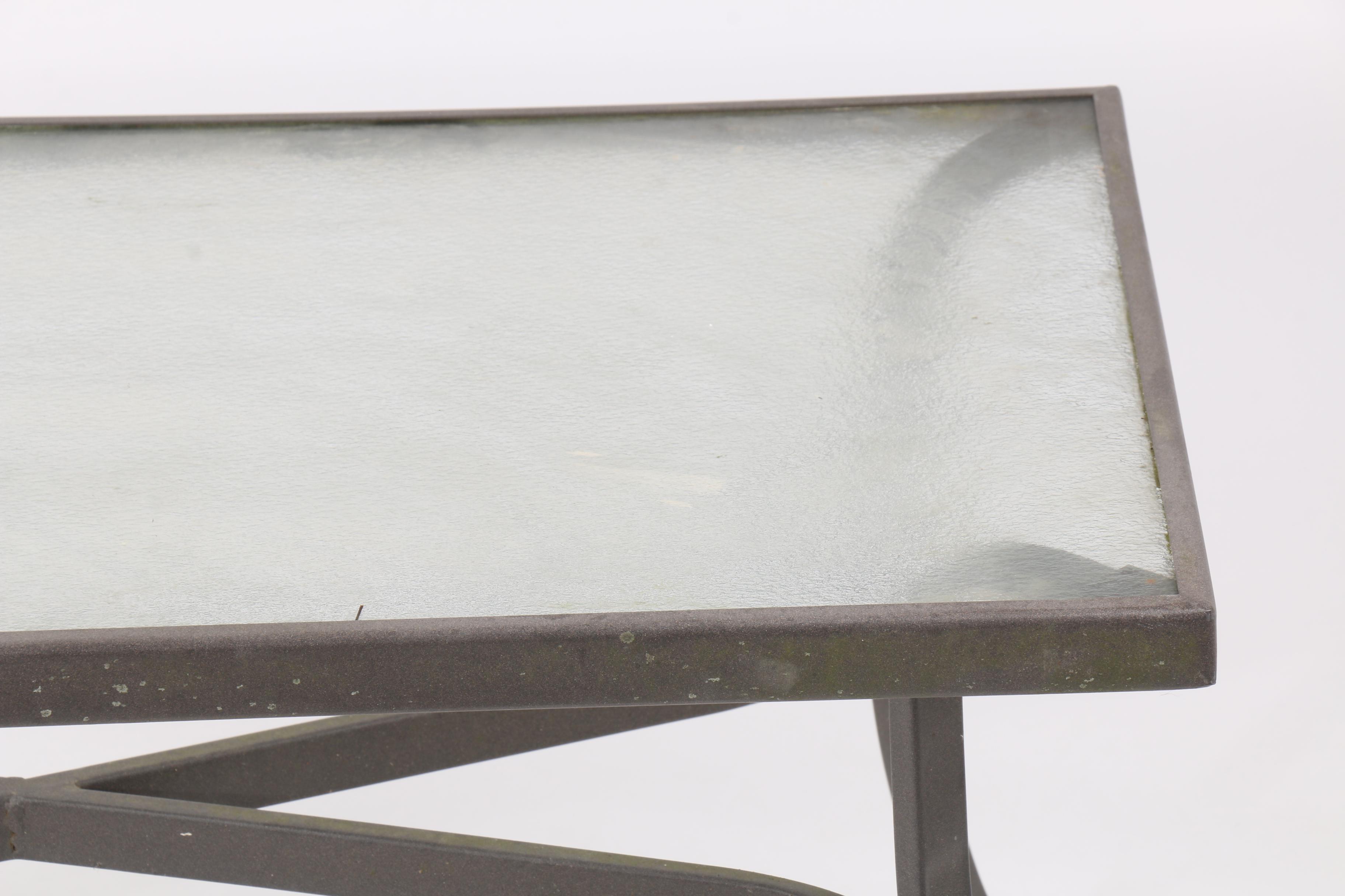 Contemporary Metal and Glass Patio Coffee Table