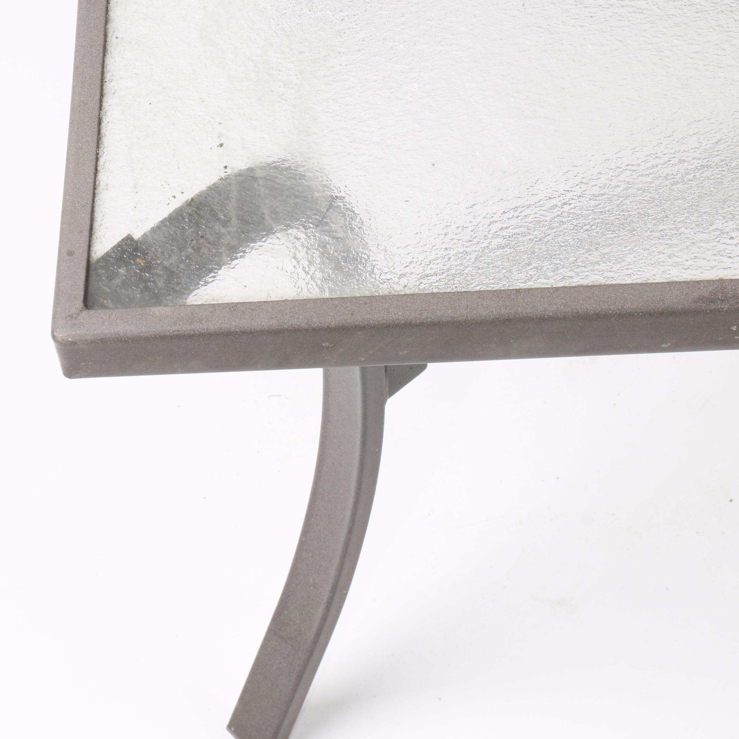 Contemporary Metal and Glass Patio Coffee Table