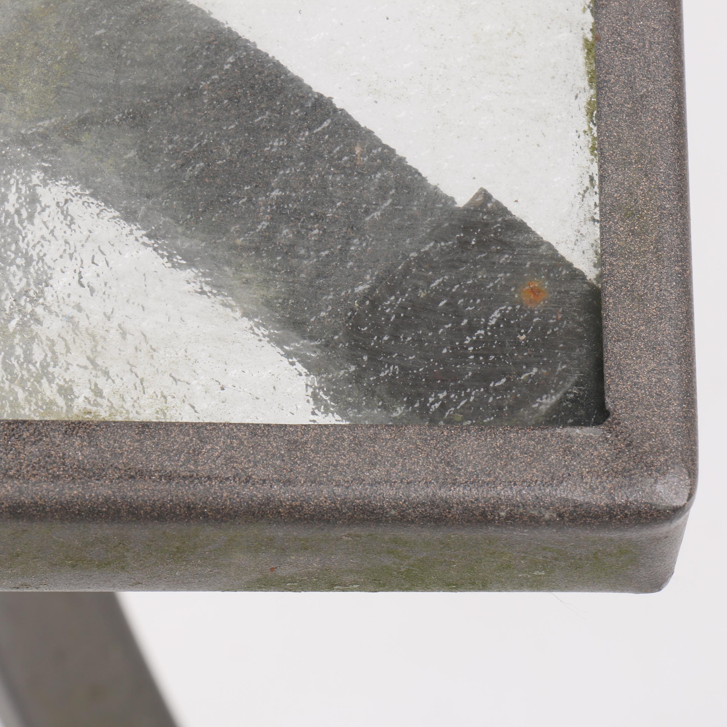 Contemporary Metal and Glass Patio Coffee Table