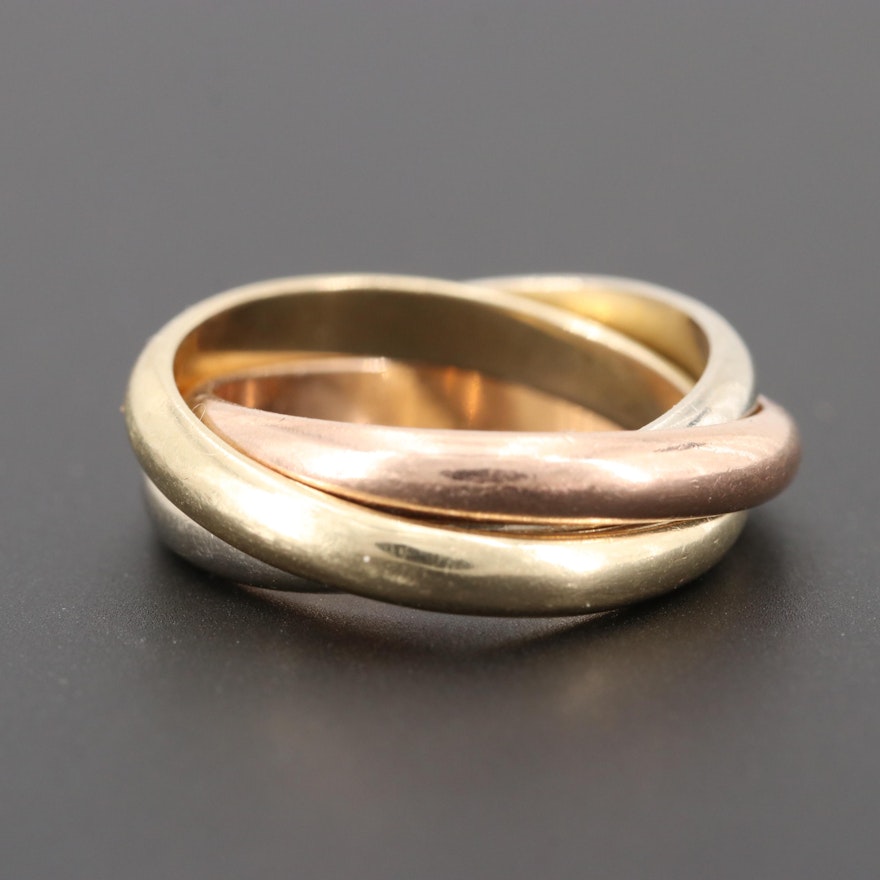 14K Tri-Color Gold Rolling Ring