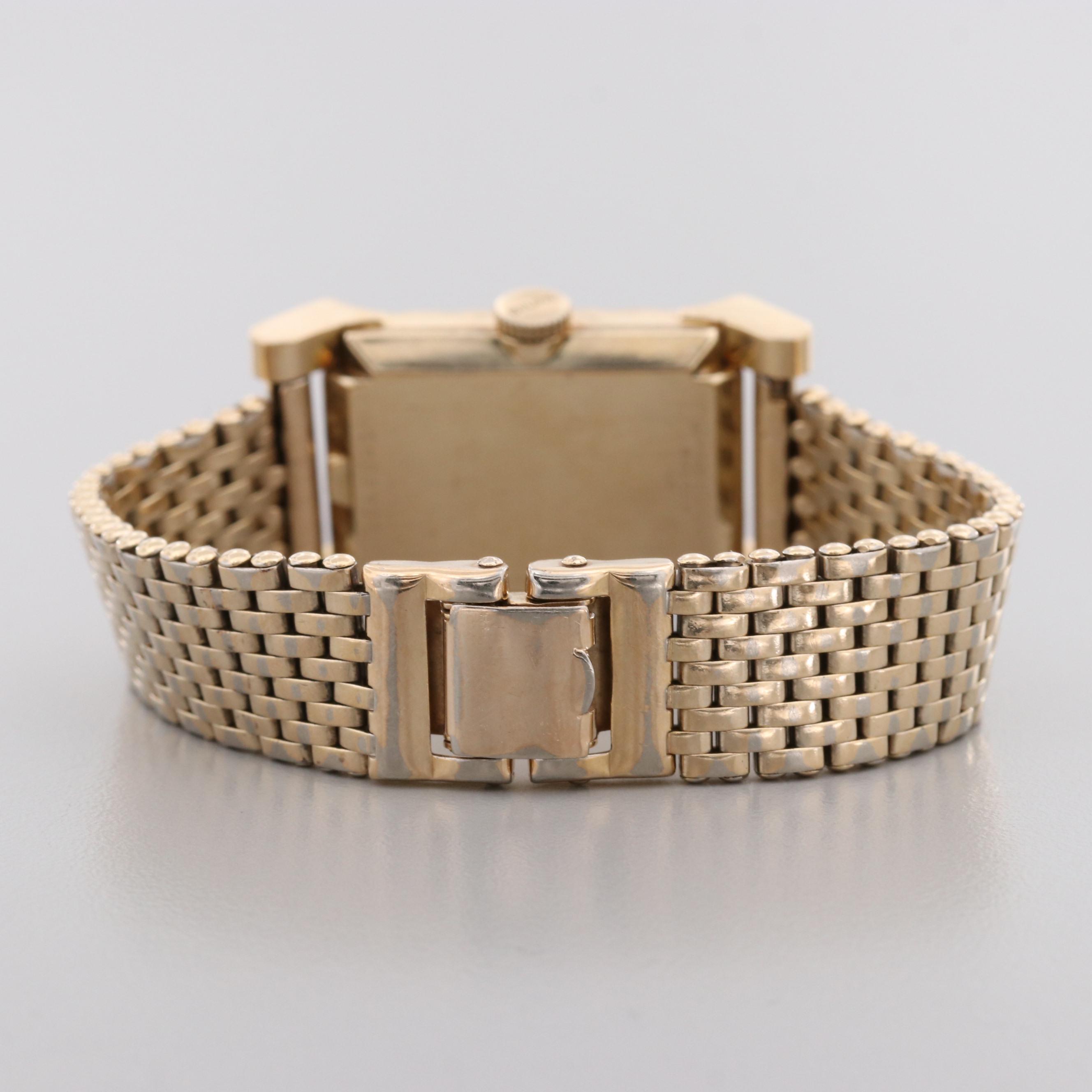 Vintage Bulova 10K Rolled Gold Plate Watch With Diamond Dial