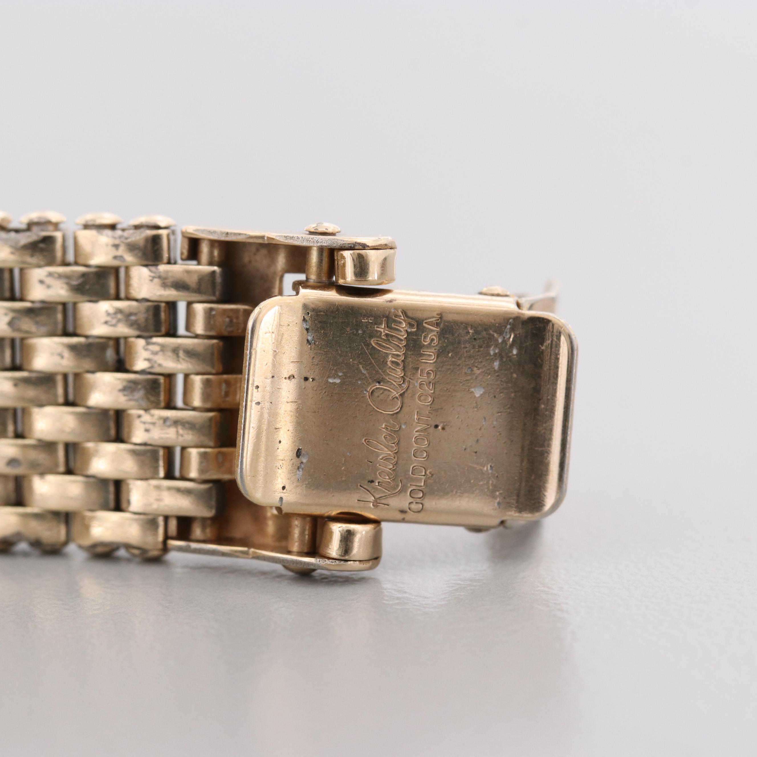 Vintage Bulova 10K Rolled Gold Plate Watch With Diamond Dial