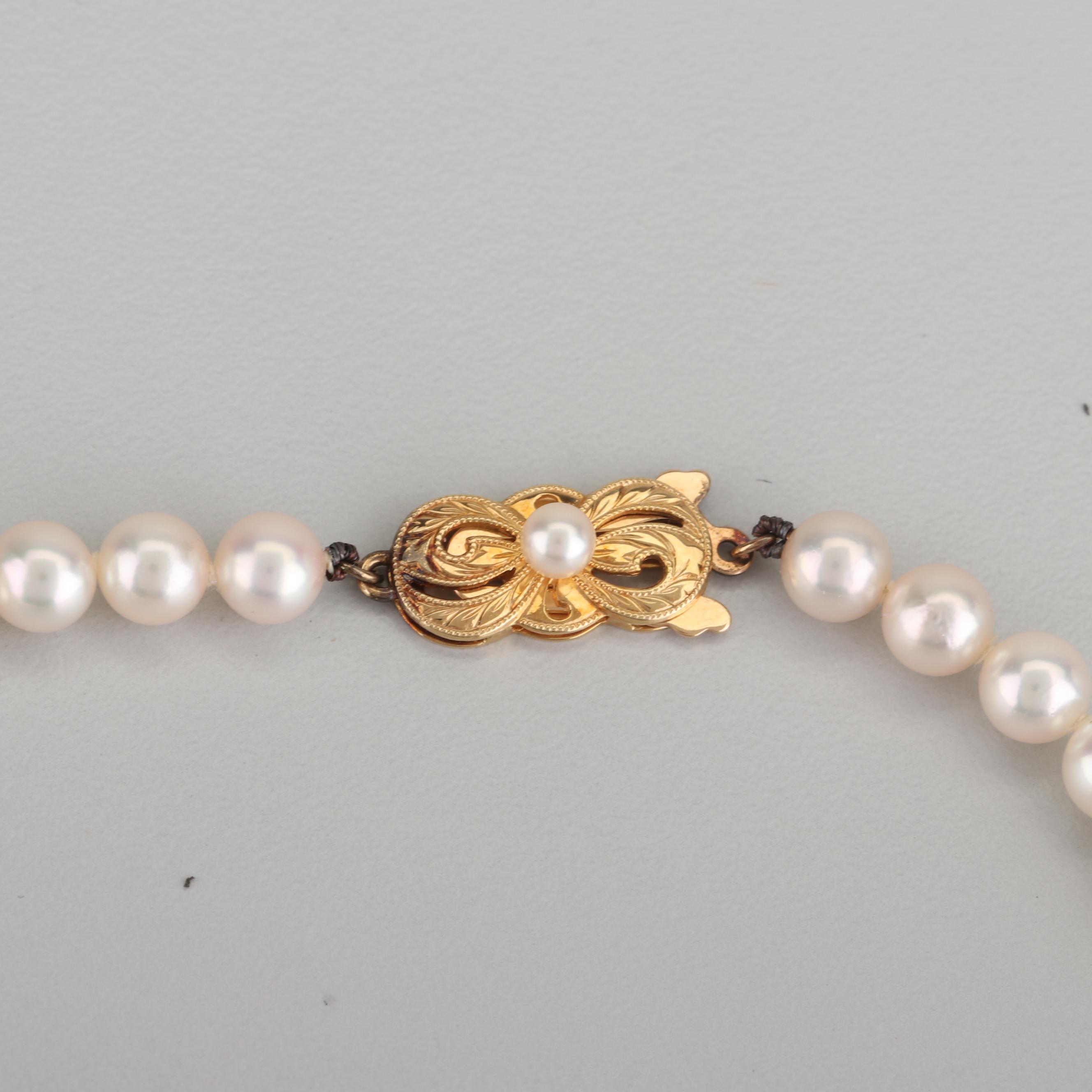 Mikimoto 18K Yellow Gold Saltwater Cultured Pearl Necklace and Bracelet