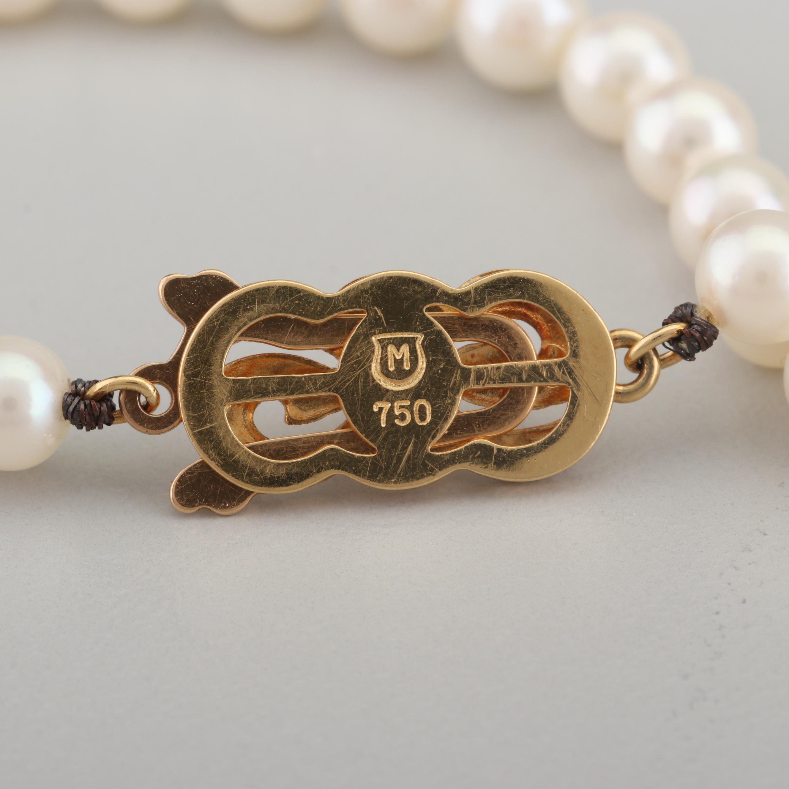 Mikimoto 18K Yellow Gold Saltwater Cultured Pearl Necklace and Bracelet