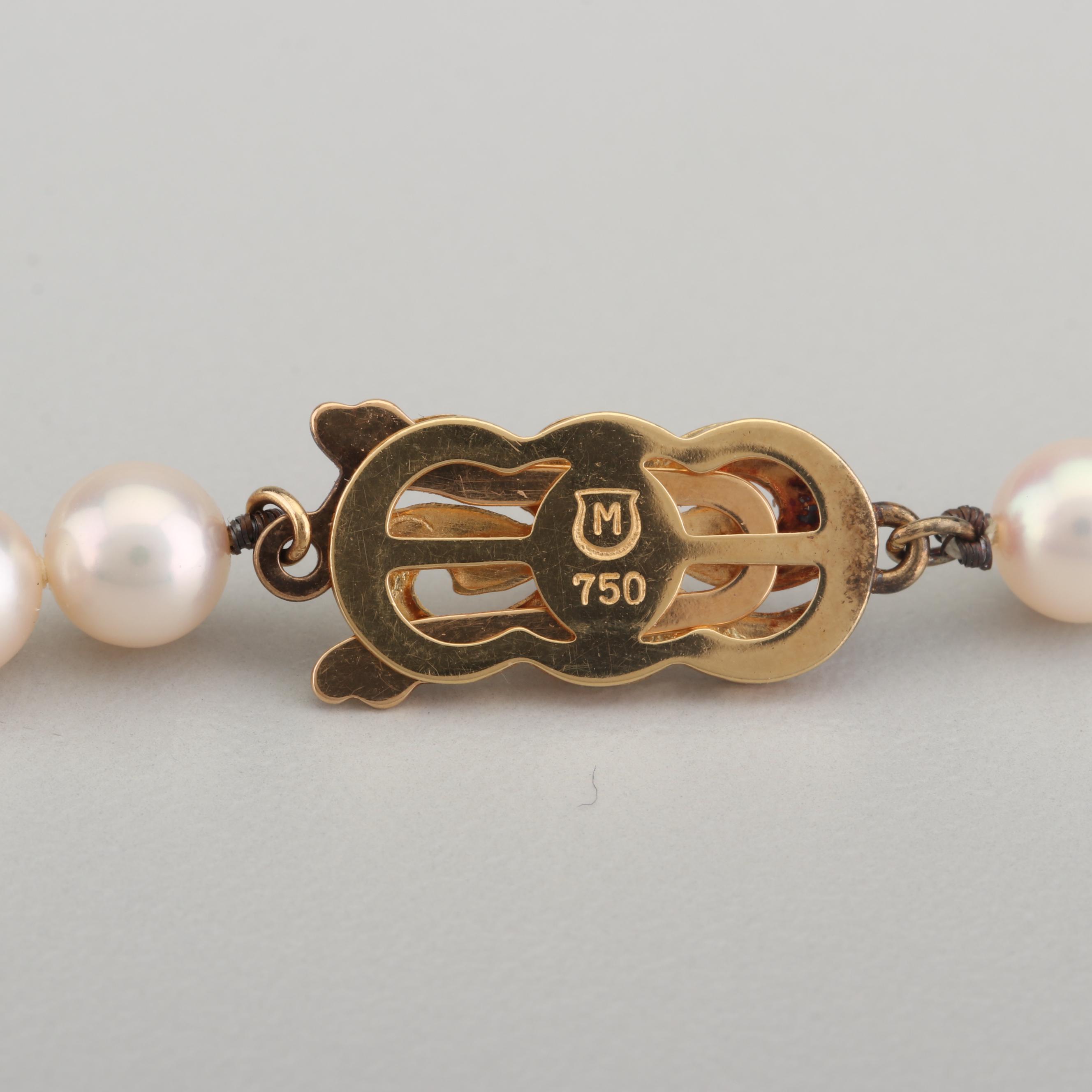 Mikimoto 18K Yellow Gold Saltwater Cultured Pearl Necklace and Bracelet