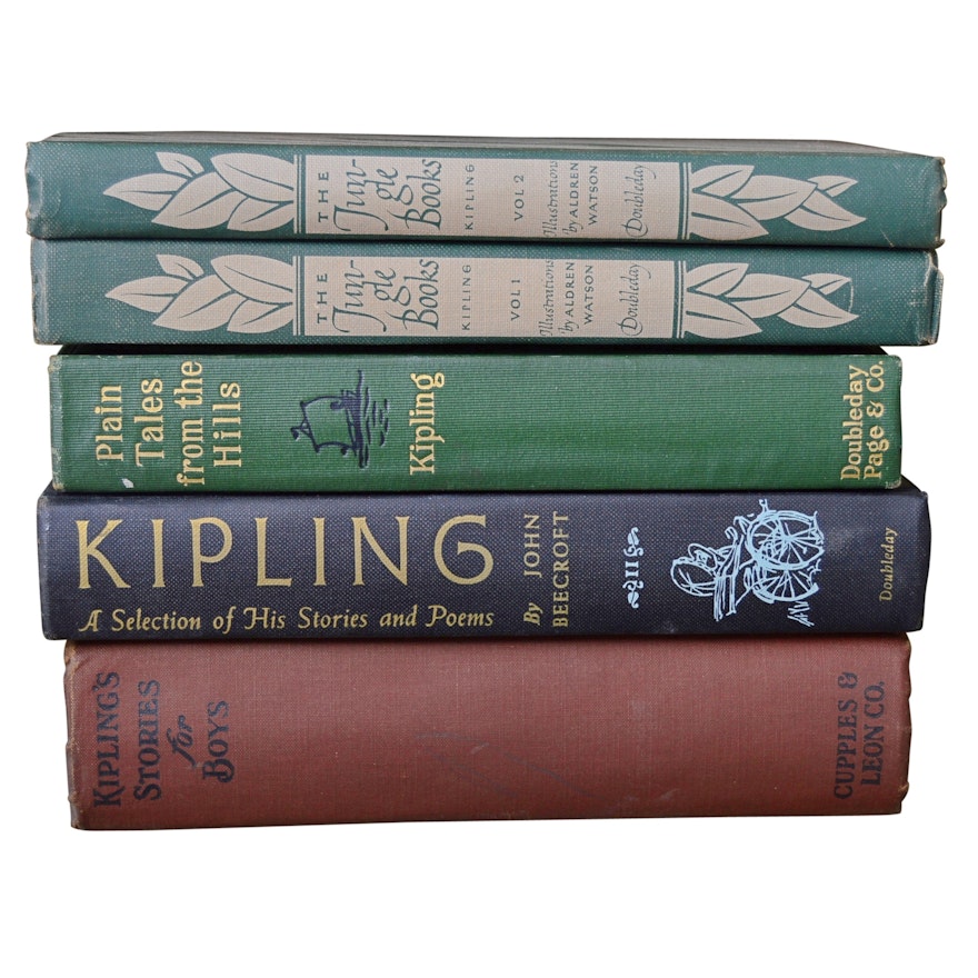 Rudyard Kipling Books with "The Jungle Books" Volumes 1 and 2