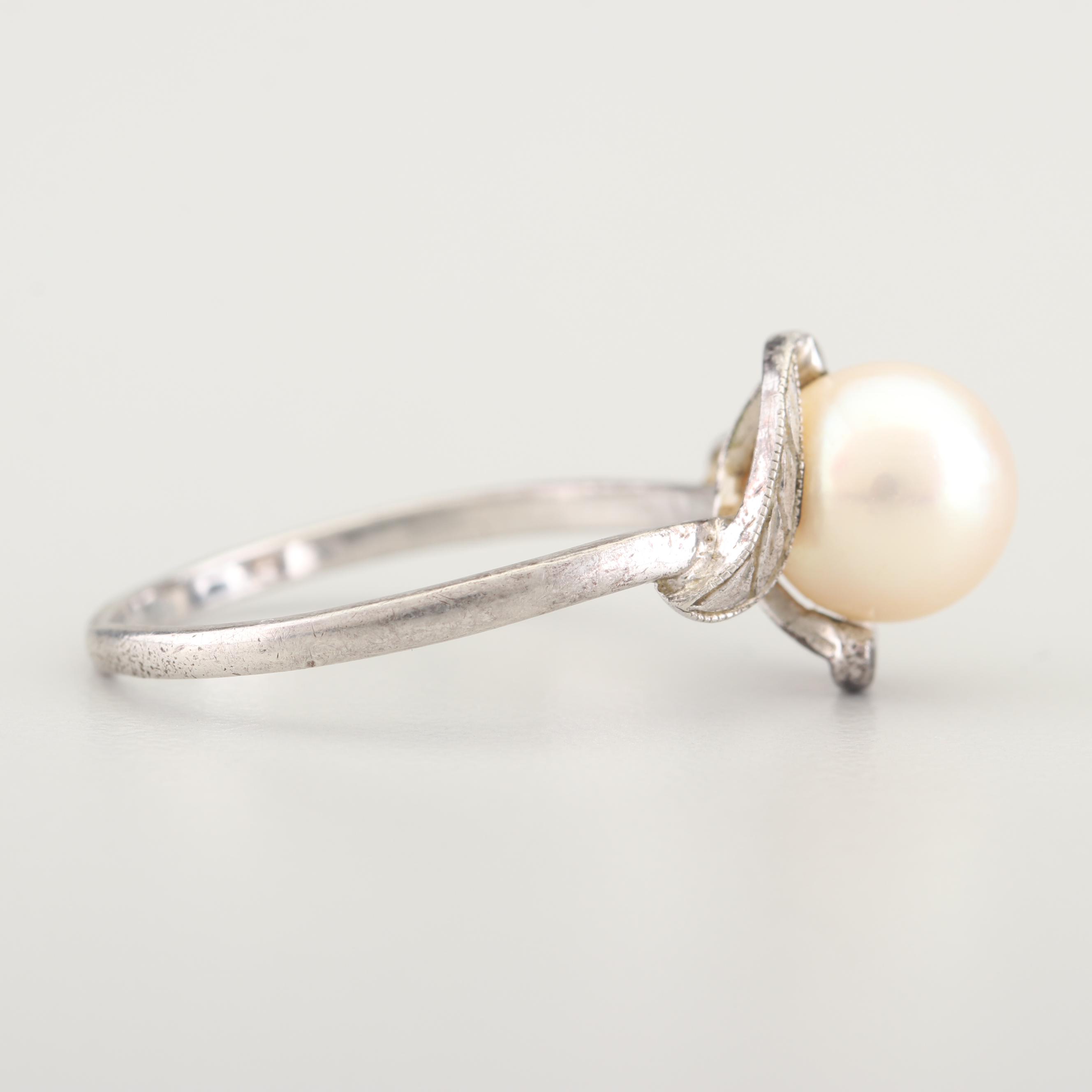Mikimoto Sterling Silver Freshwater Cultured Pearl Ring and Earrings