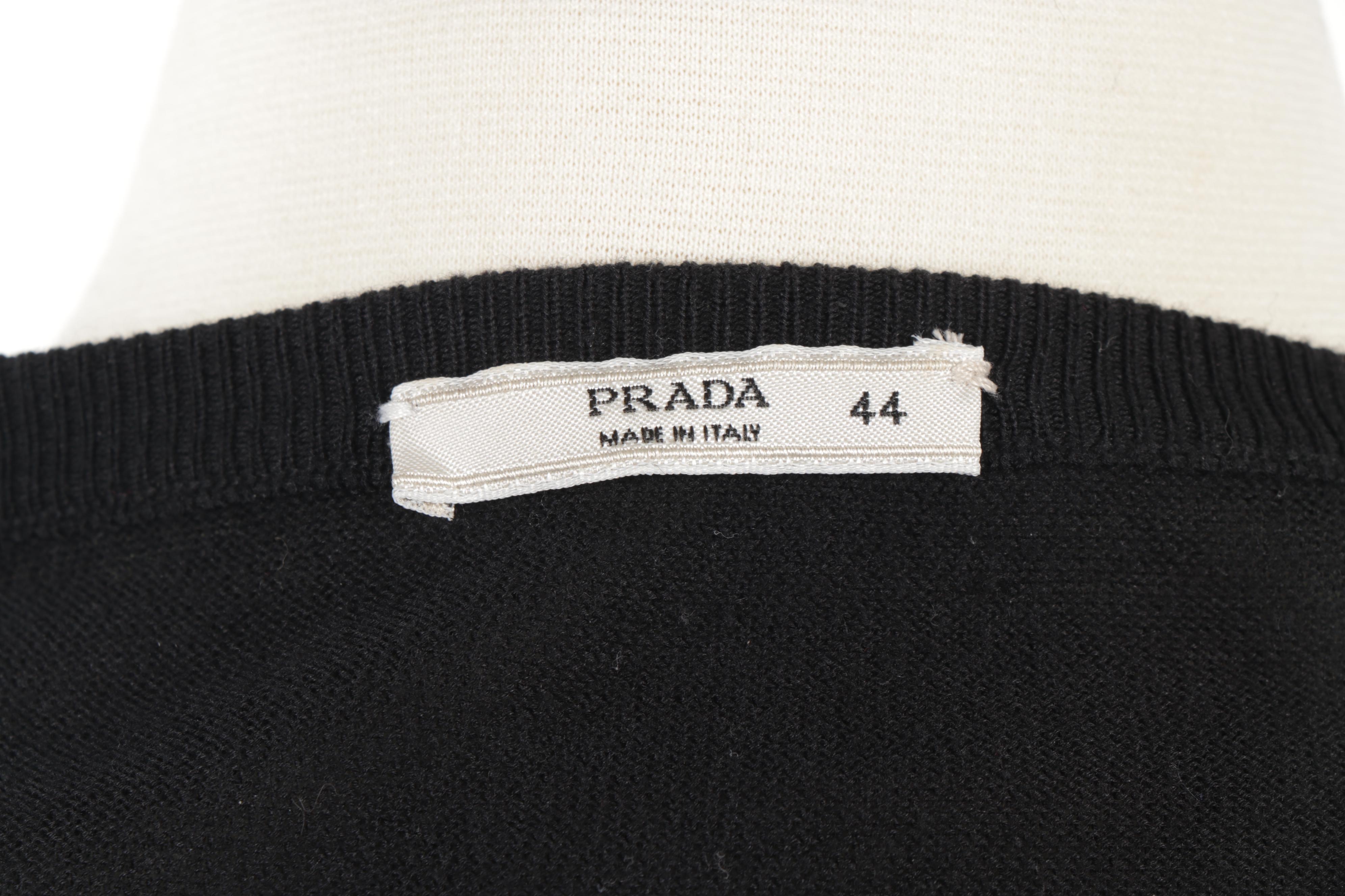 Women's Prada Black Knit Button-Front Short Sleeve Top, Made in Italy