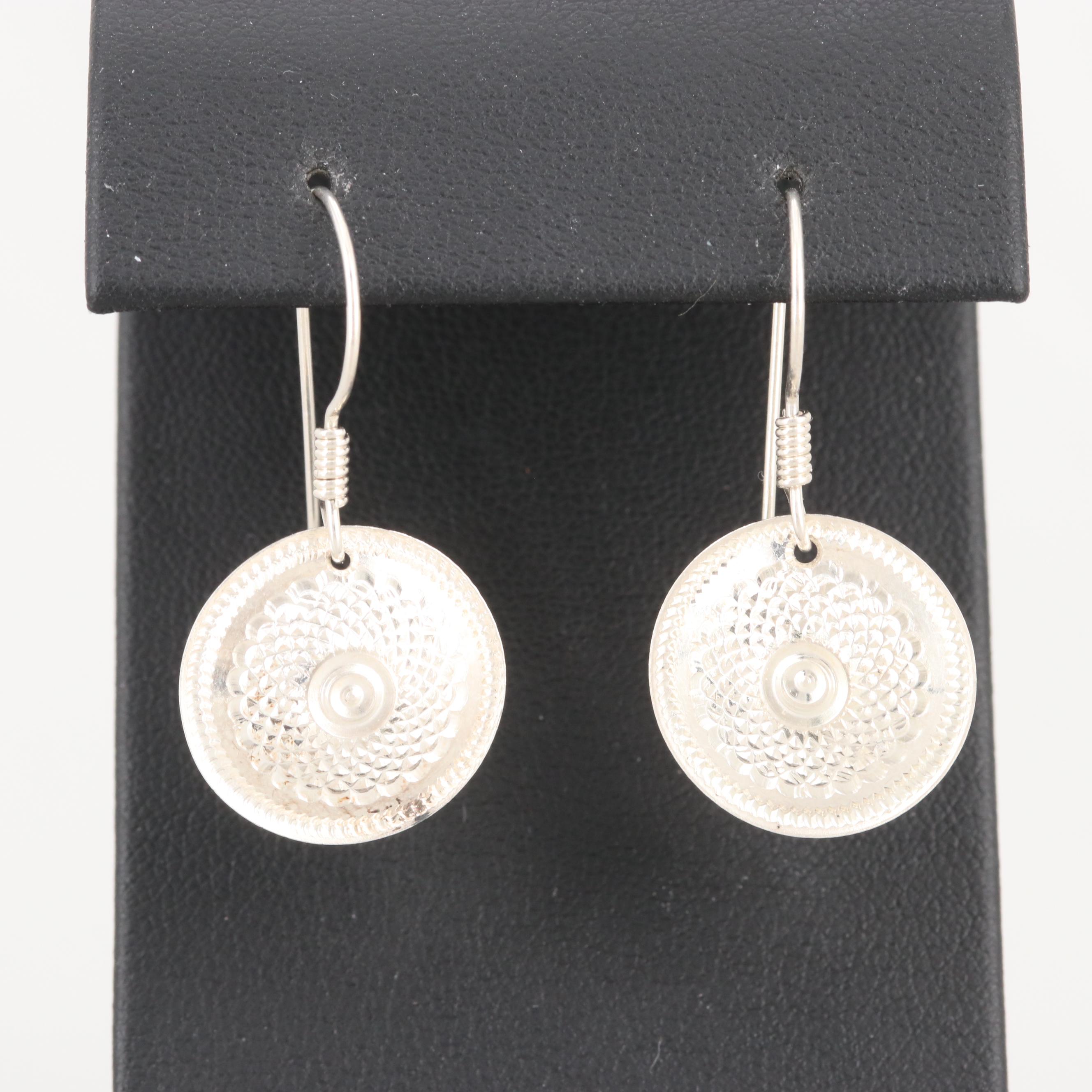 Michael Dorsa Fine Silver Engine Turned Earrings
