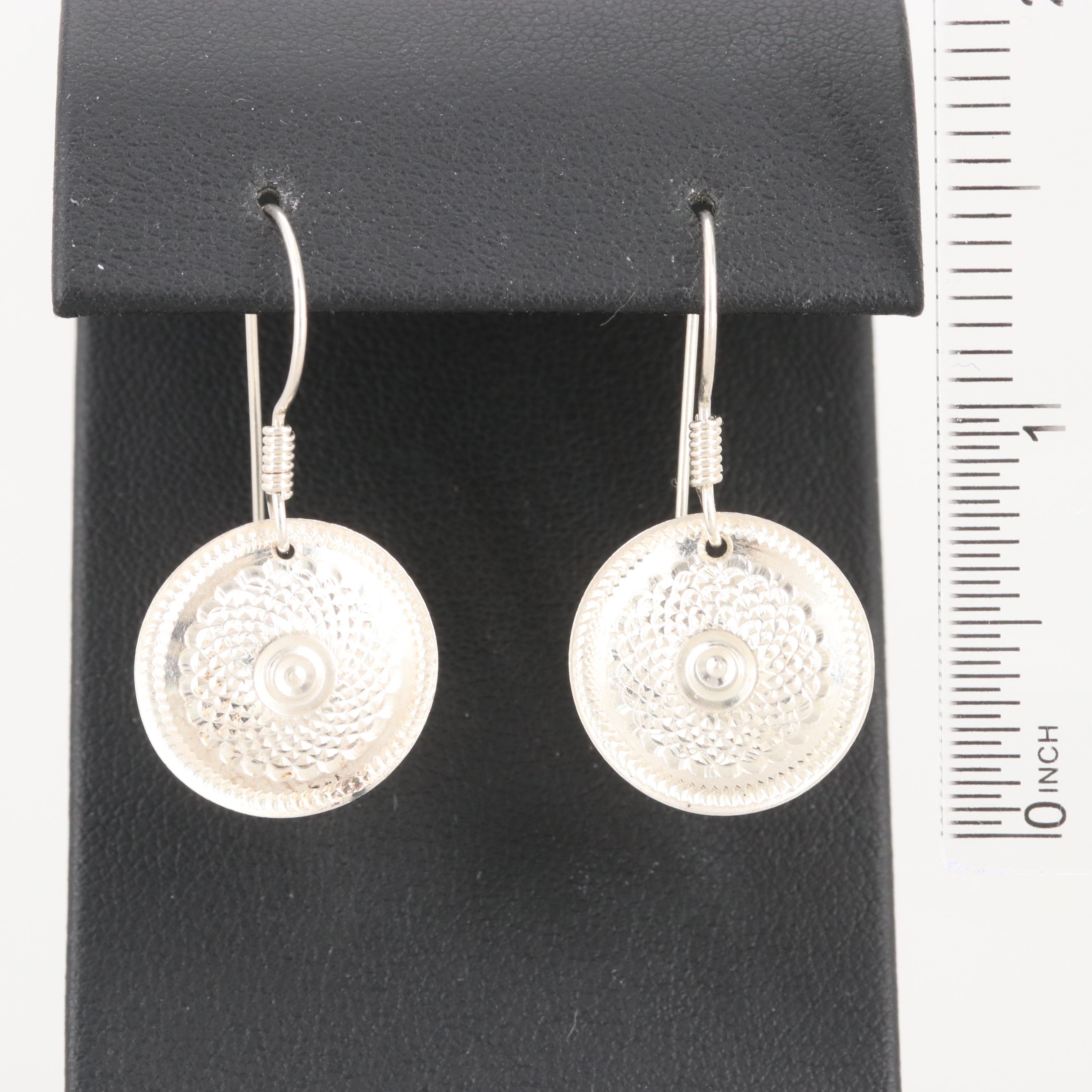 Michael Dorsa Fine Silver Engine Turned Earrings
