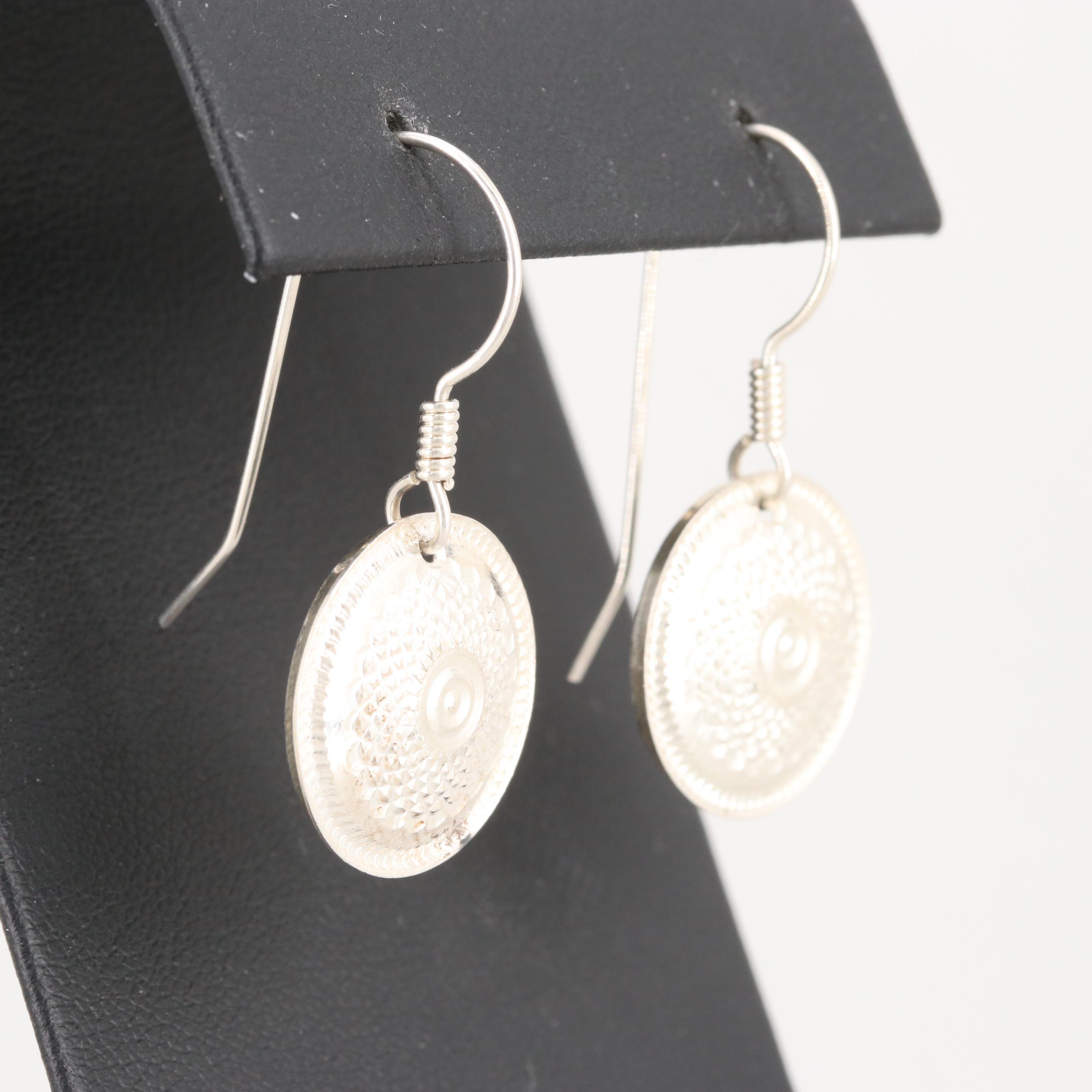 Michael Dorsa Fine Silver Engine Turned Earrings