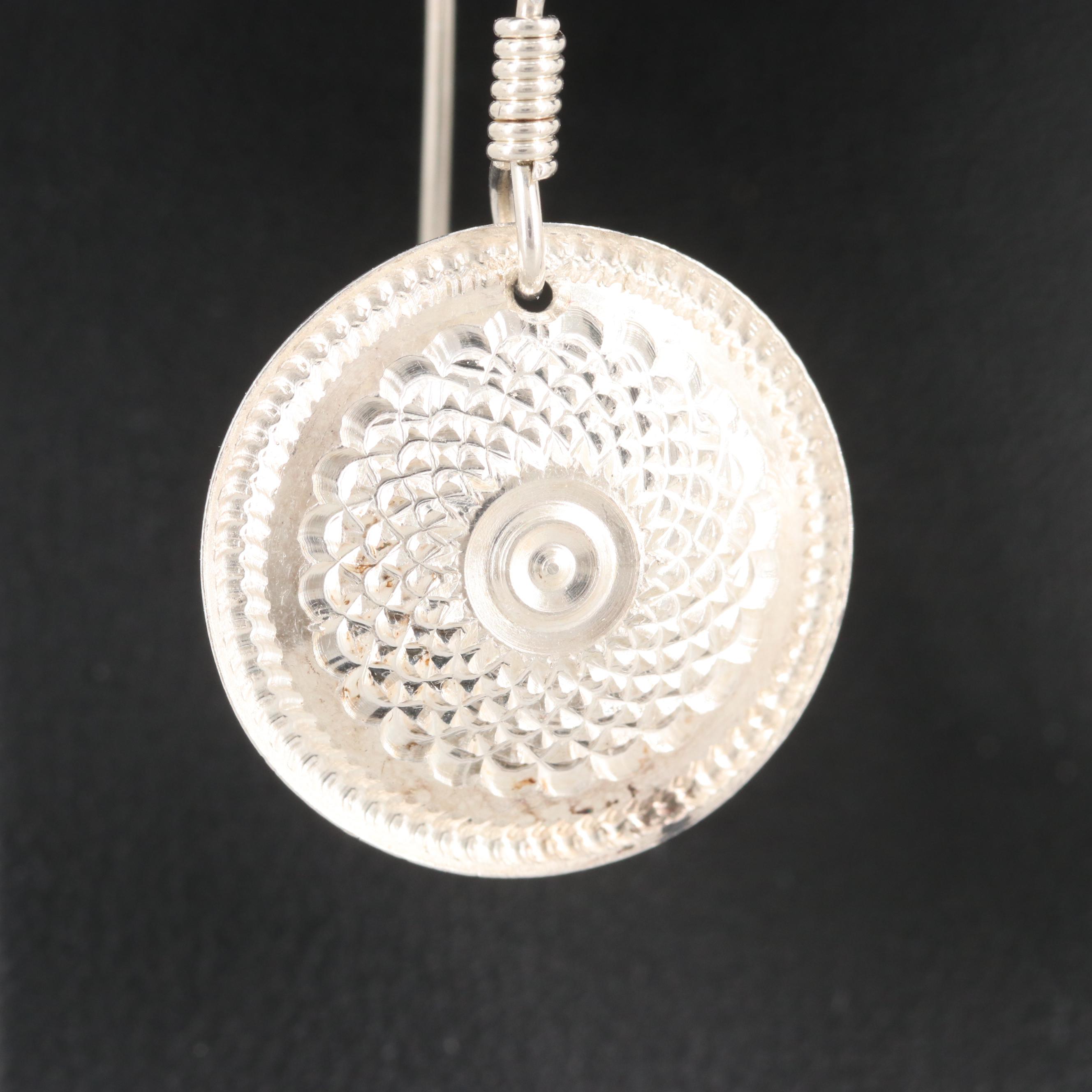 Michael Dorsa Fine Silver Engine Turned Earrings