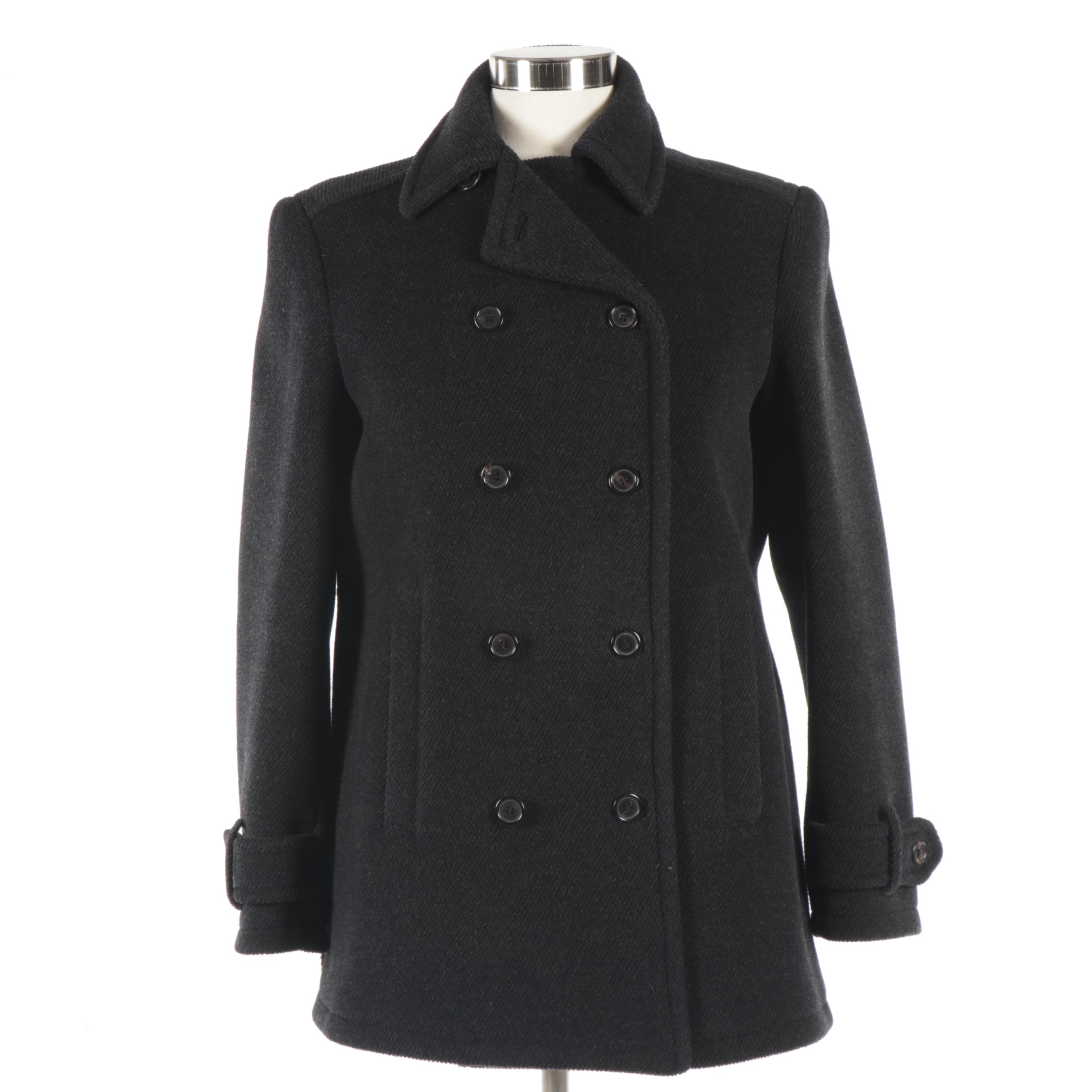 Women's Prada Charcoal Wool Double-Breasted Jacket, Made in Italy