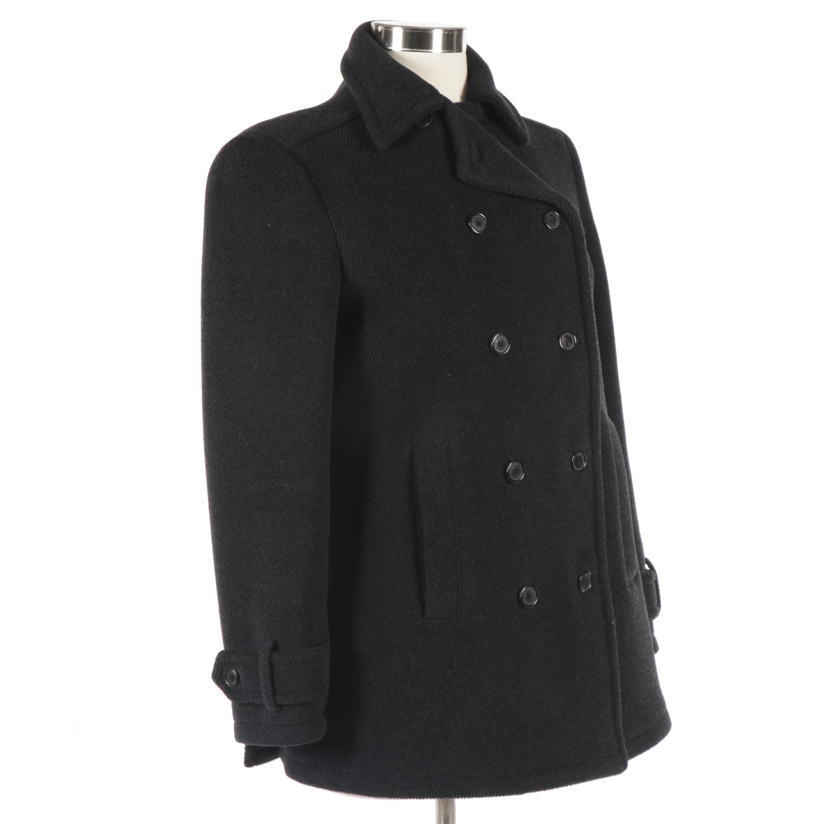 Women's Prada Charcoal Wool Double-Breasted Jacket, Made in Italy