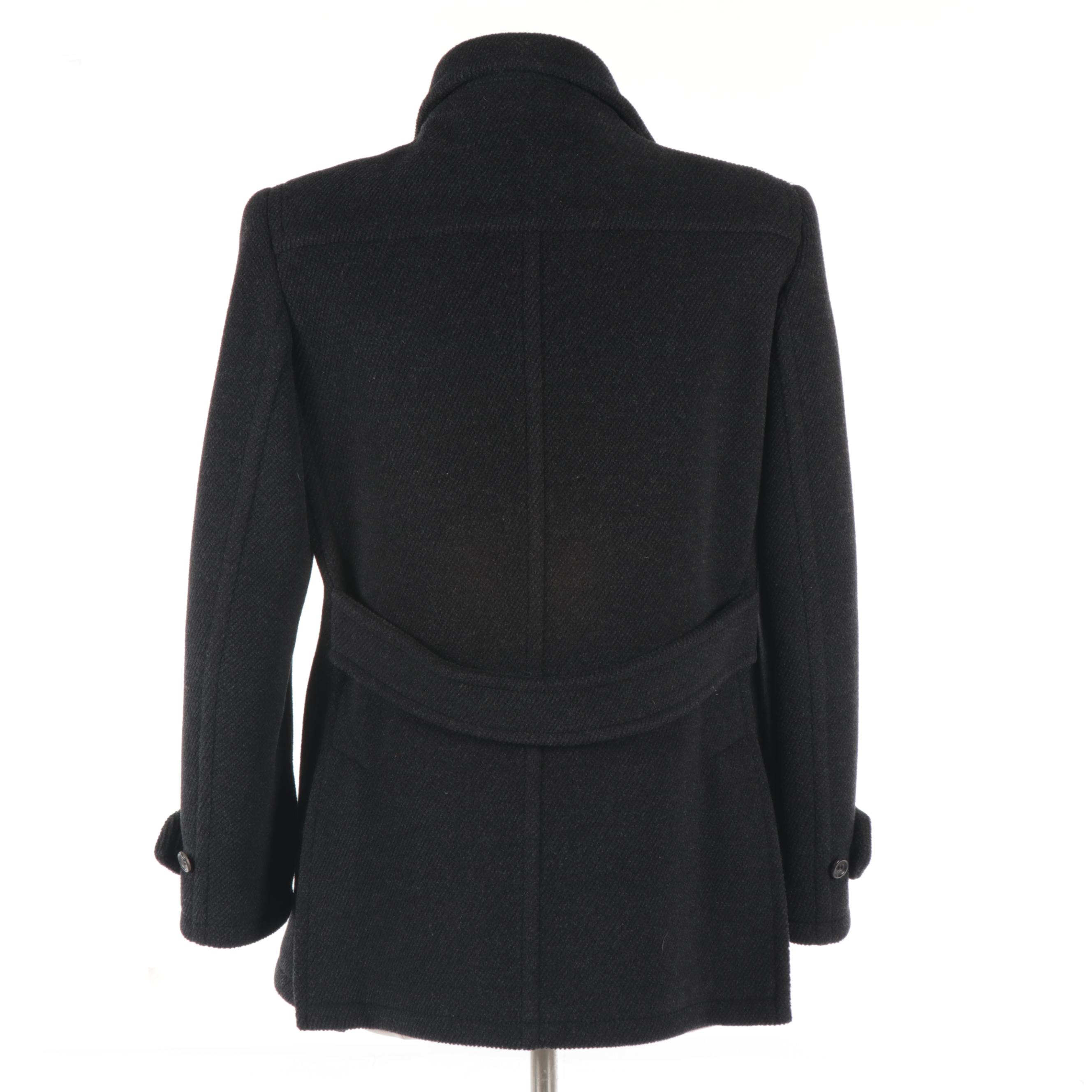 Women's Prada Charcoal Wool Double-Breasted Jacket, Made in Italy