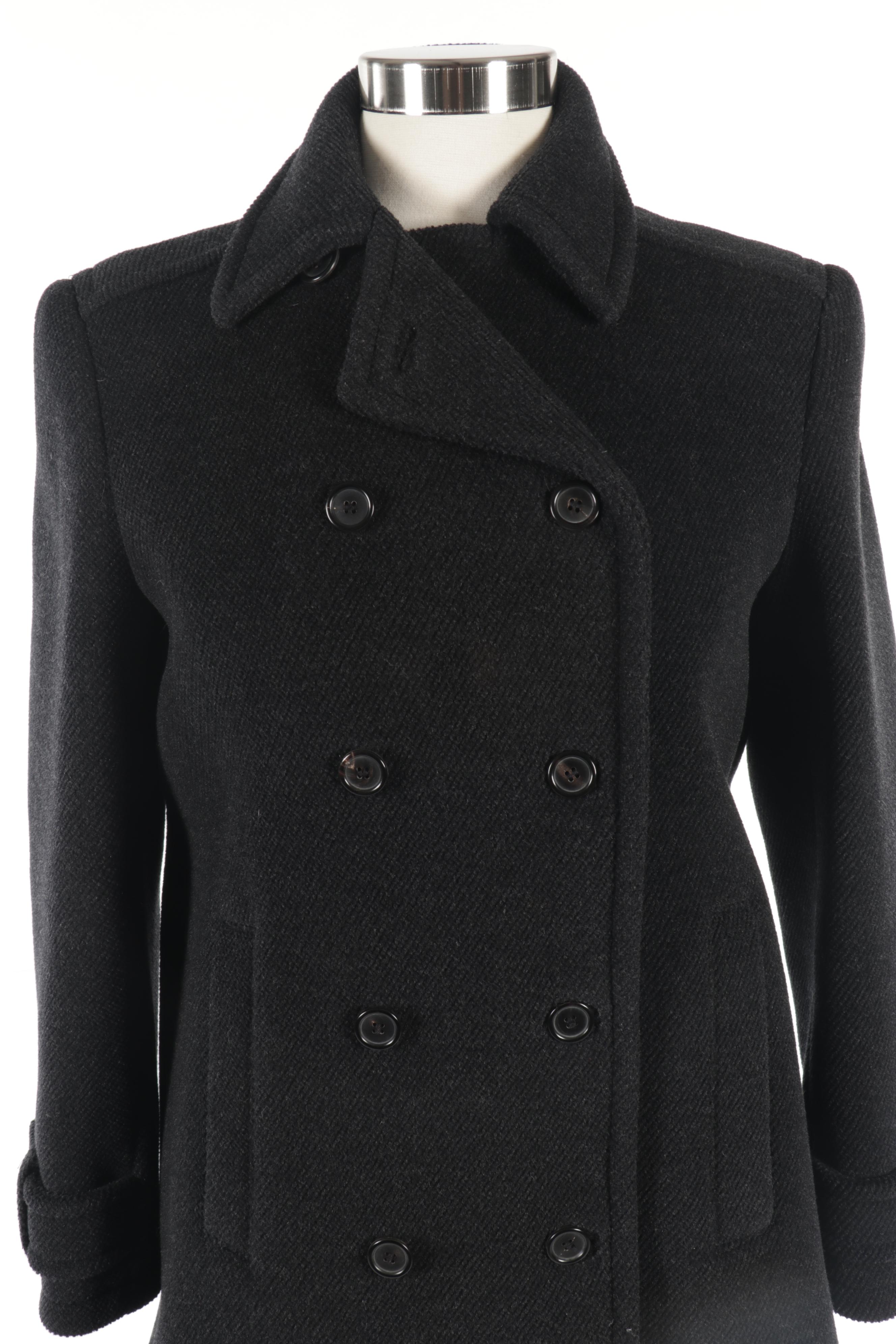 Women's Prada Charcoal Wool Double-Breasted Jacket, Made in Italy