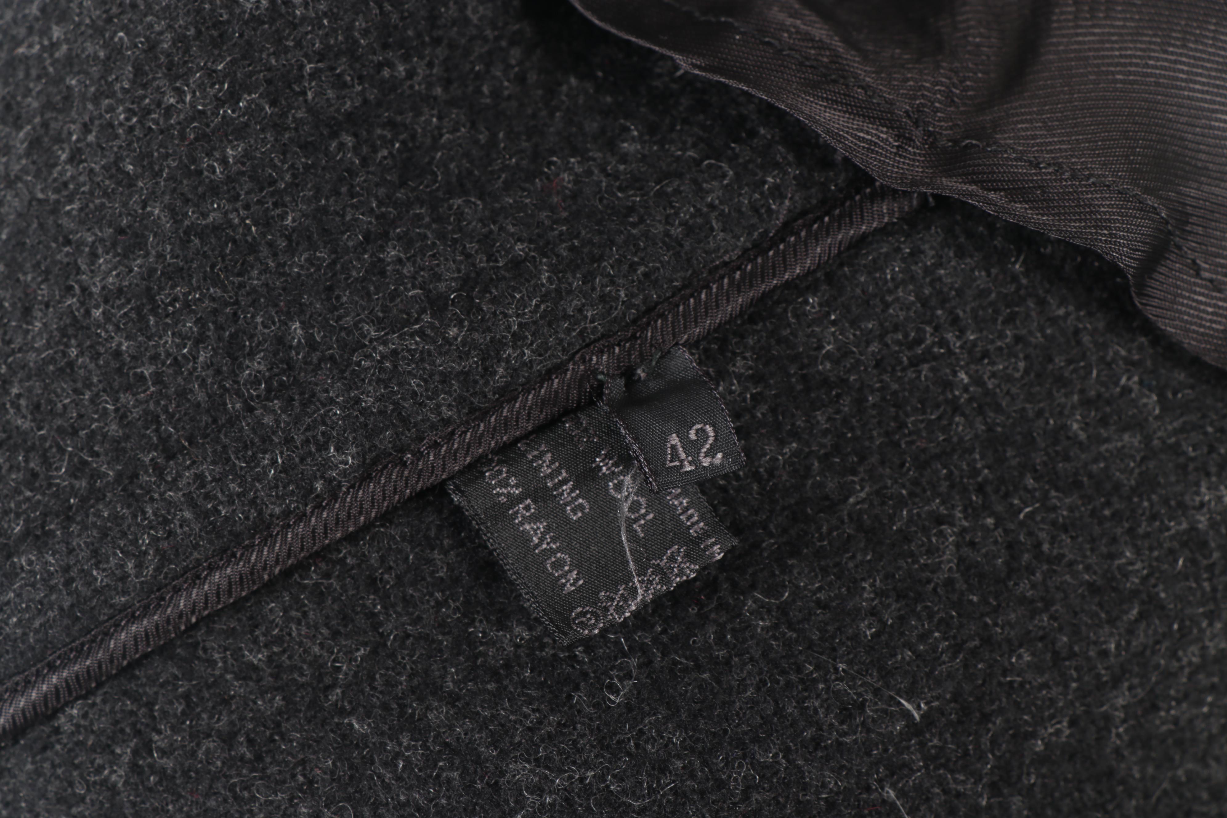 Women's Prada Charcoal Wool Double-Breasted Jacket, Made in Italy