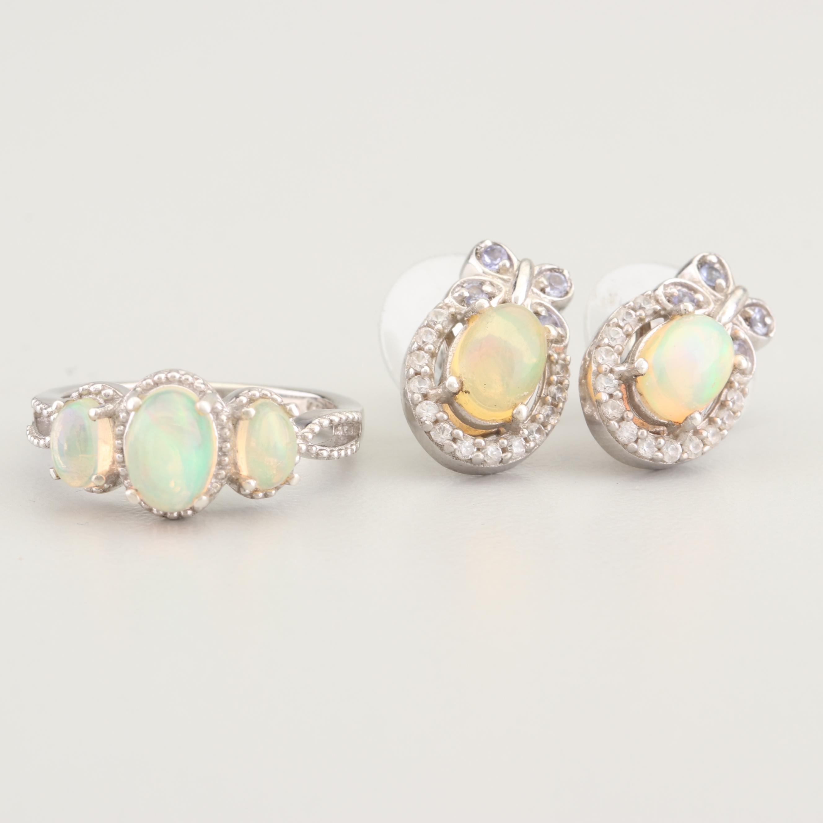 Sterling Silver Jelly Opal, Tanzanite, and Zircon Jewelry