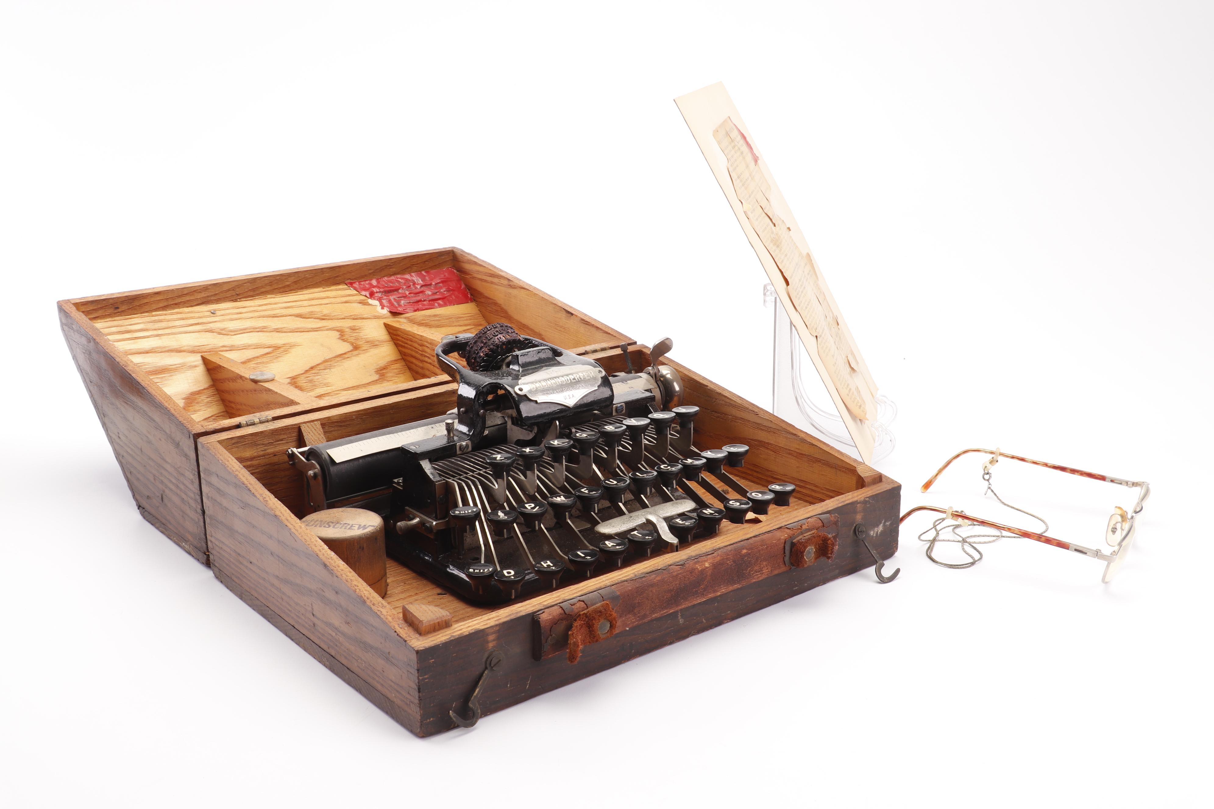 Blickensderfer No. 5 Typewriter, circa 1895, with Reading Glasses