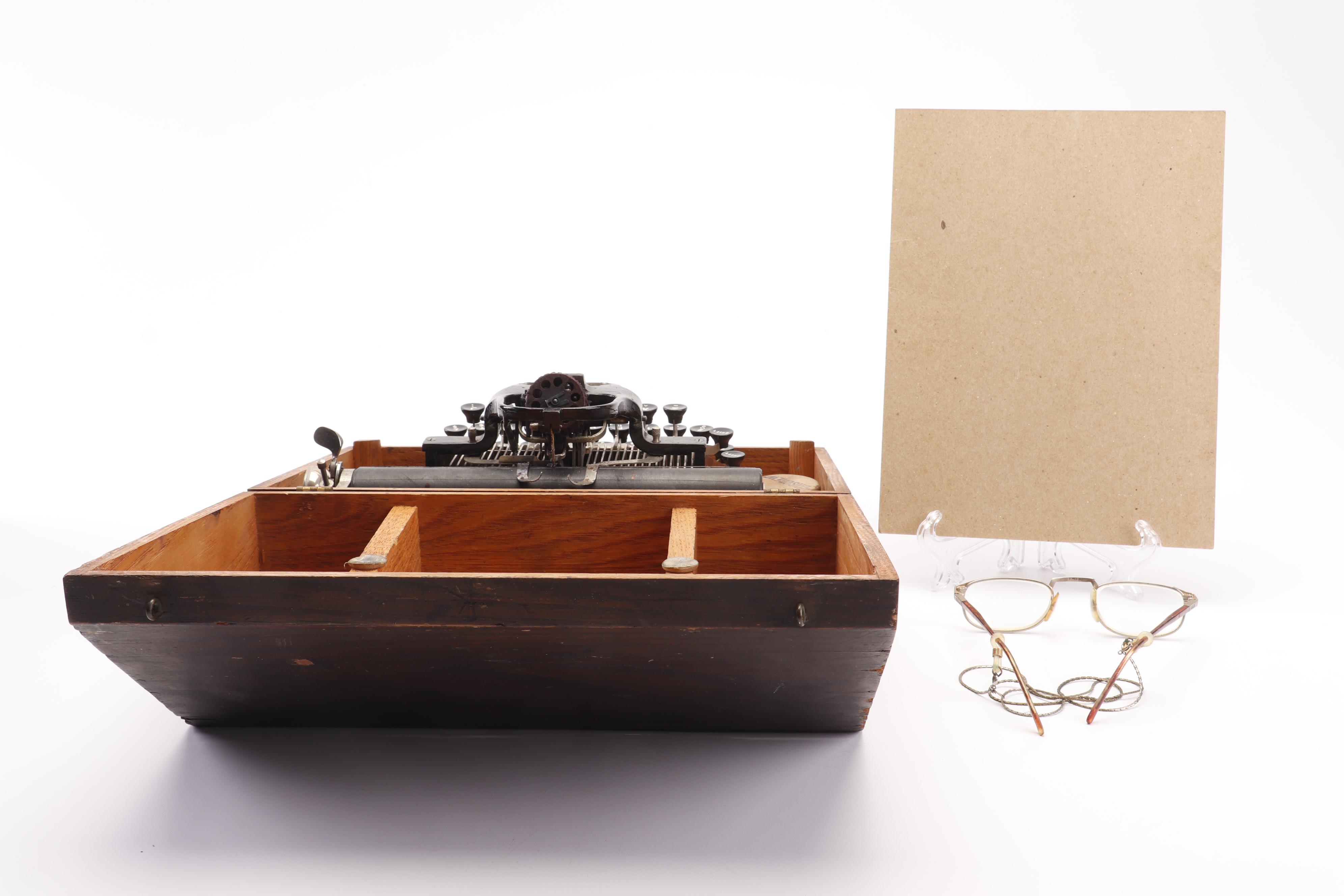 Blickensderfer No. 5 Typewriter, circa 1895, with Reading Glasses