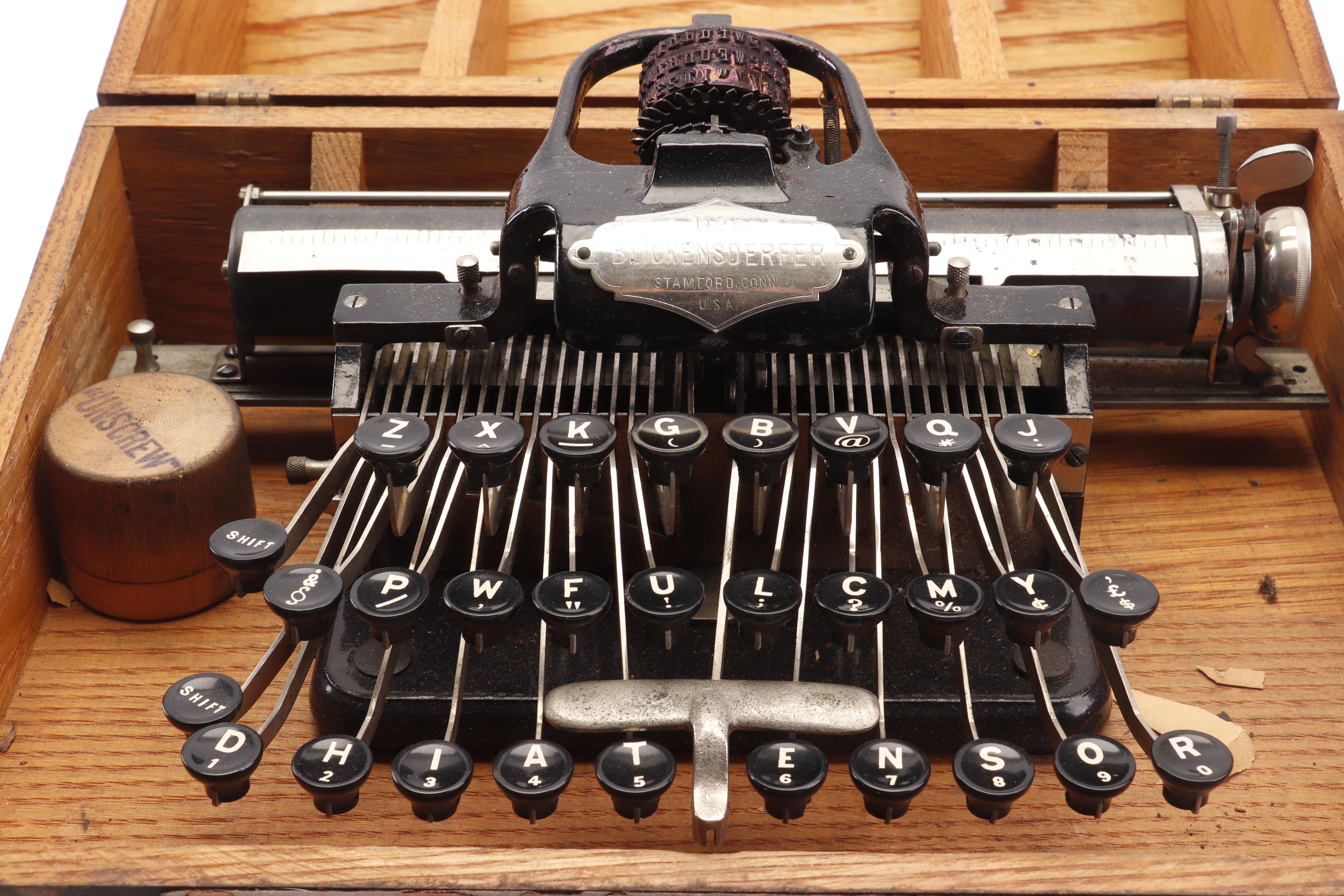 Blickensderfer No. 5 Typewriter, circa 1895, with Reading Glasses