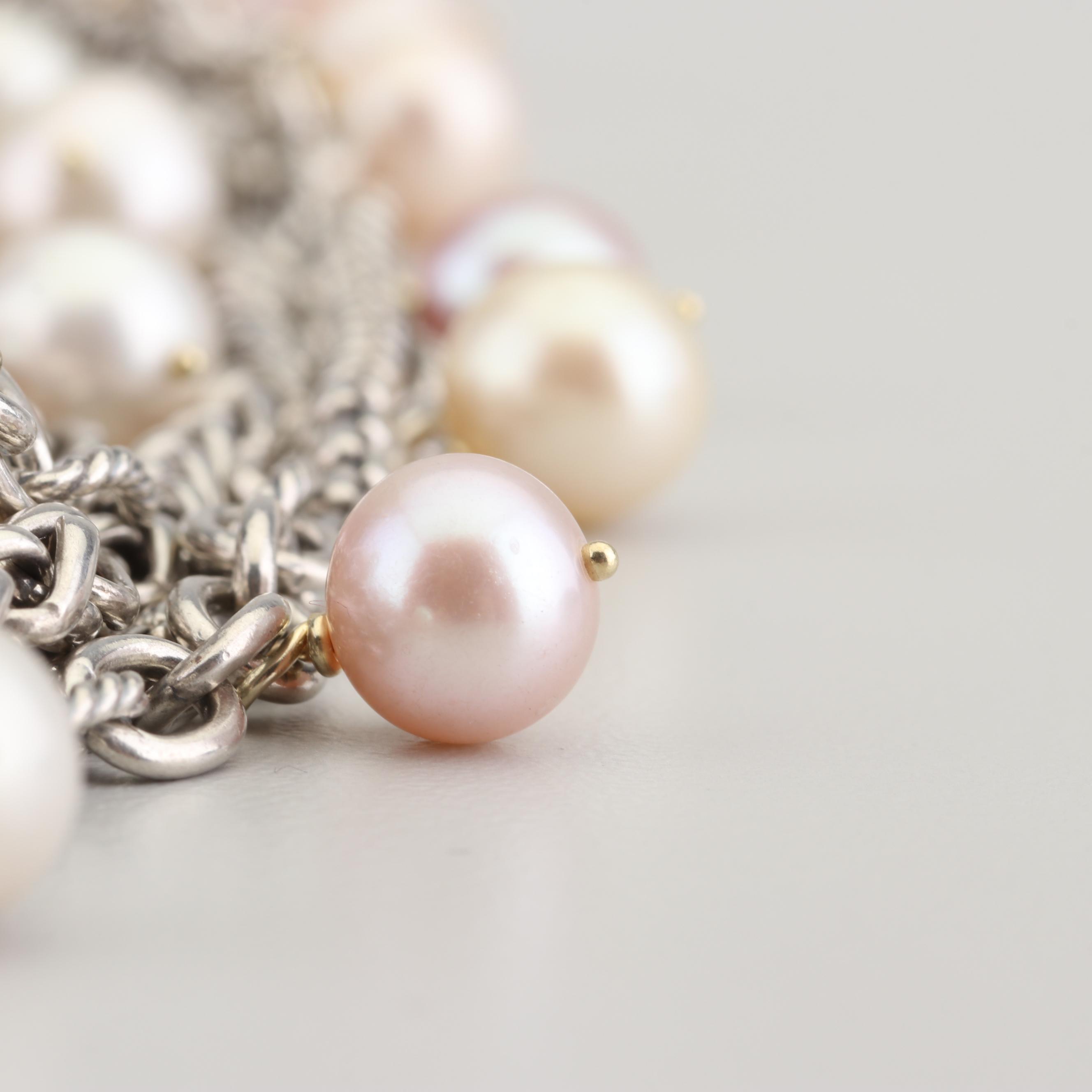 David Yurman Sterling Silver 18K Gold Freshwater Cultured Pearl Necklace