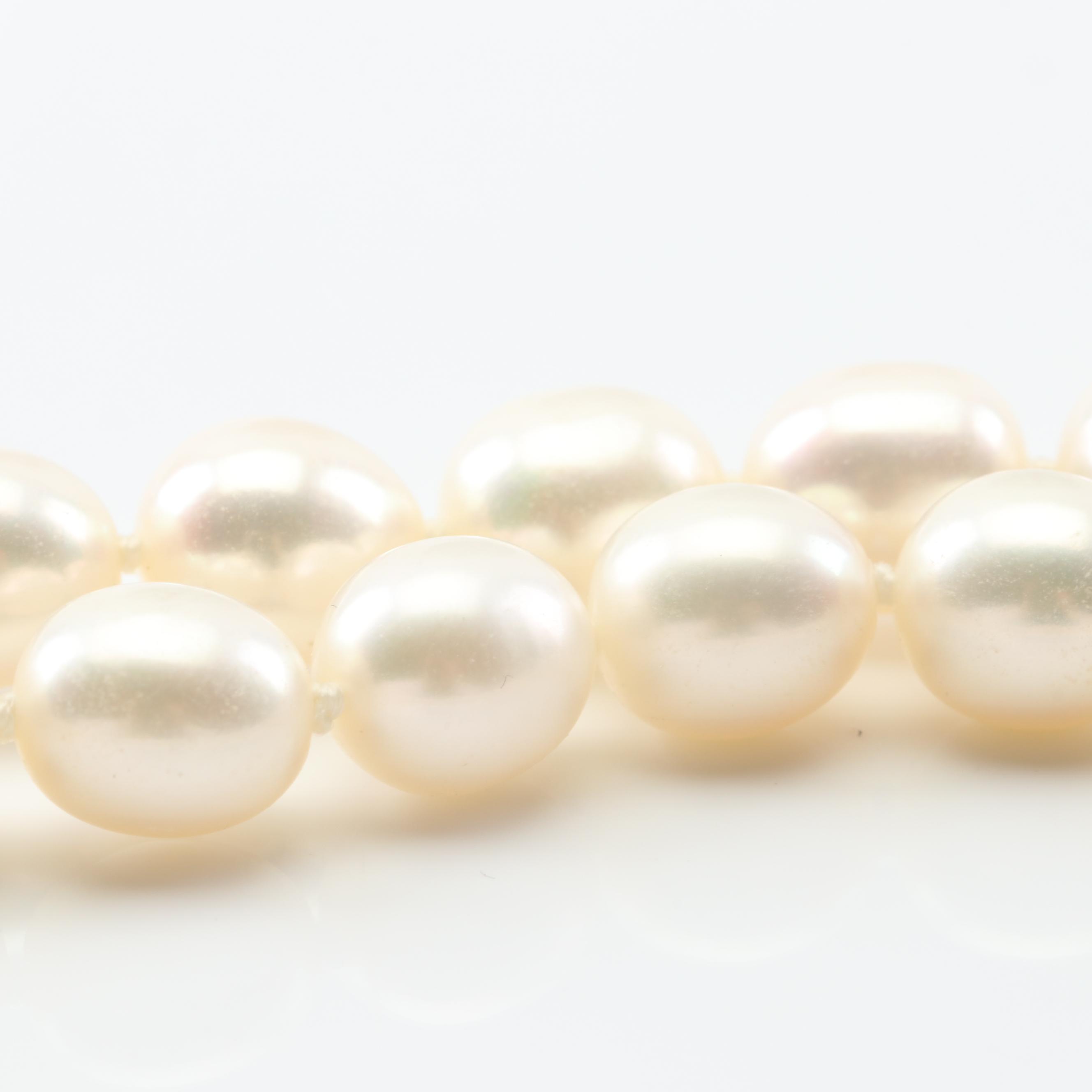 Slane & Slane 18K Yellow Gold Freshwater Pearl Necklace with Diamond Bee Pendant