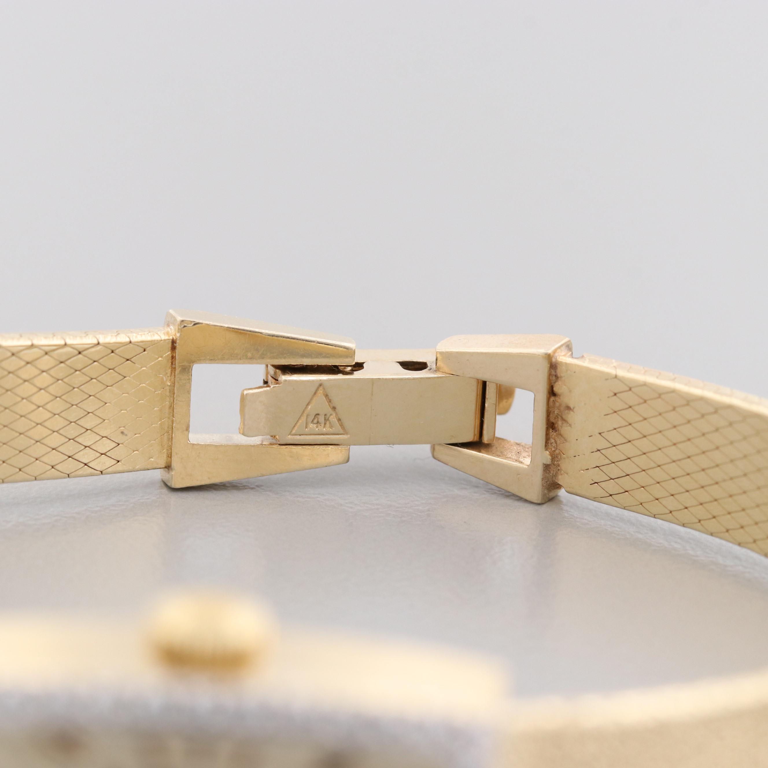 Vintage Rolex 14K Yellow Gold Stem Wind Watch With Diamond Bezel