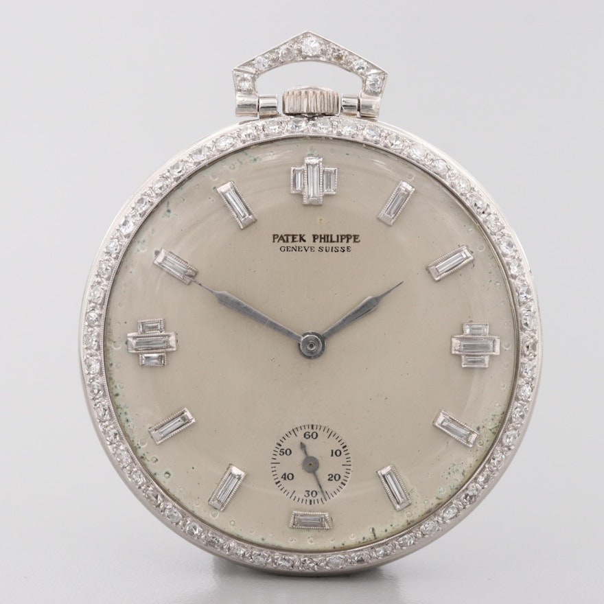 Patek Philippe Platinum 1.61 CTW Diamond Pocket Watch, Circa 1905-1910