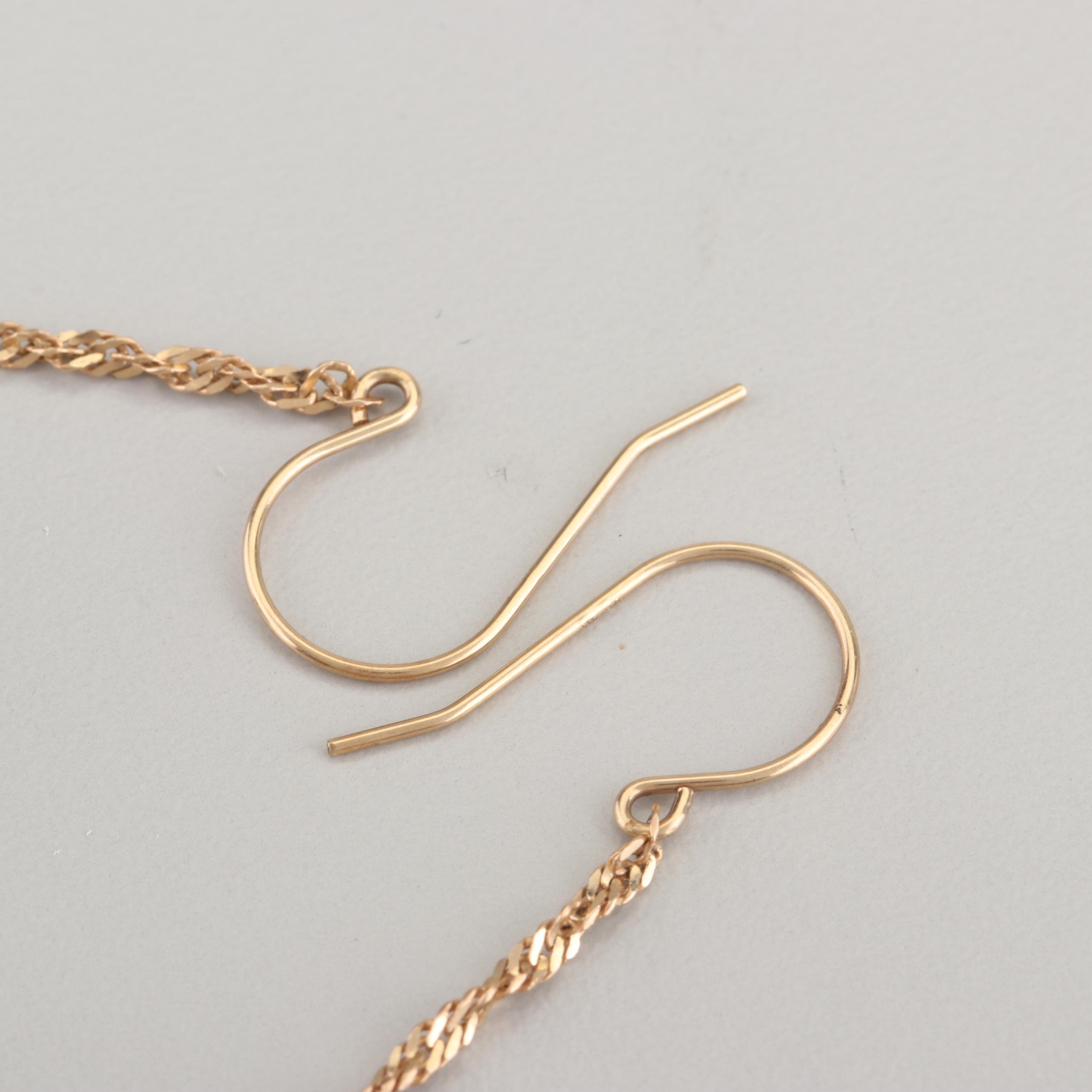 14K Yellow Gold Black Pearl Earrings