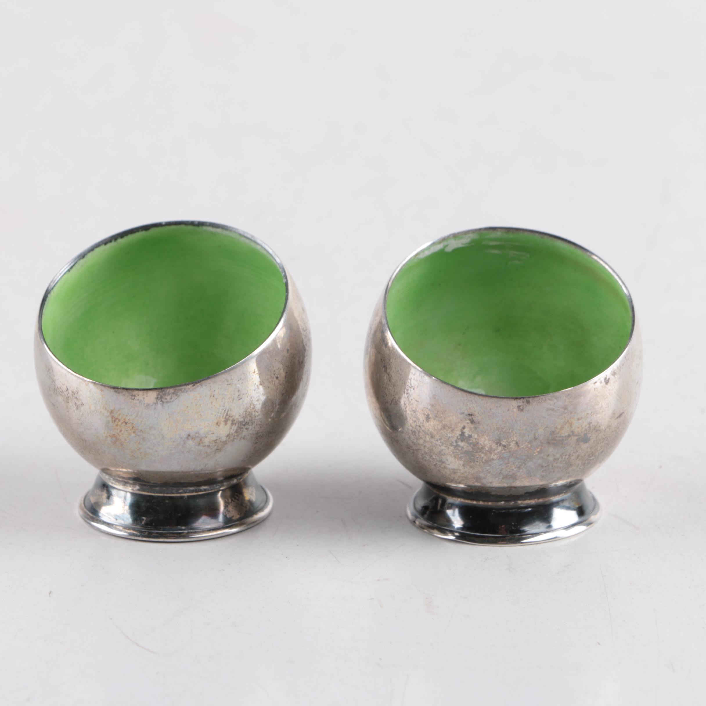 Hermann Bauer Mid Century Modern 835 Silver Open Salt Cellars, Circa 1930