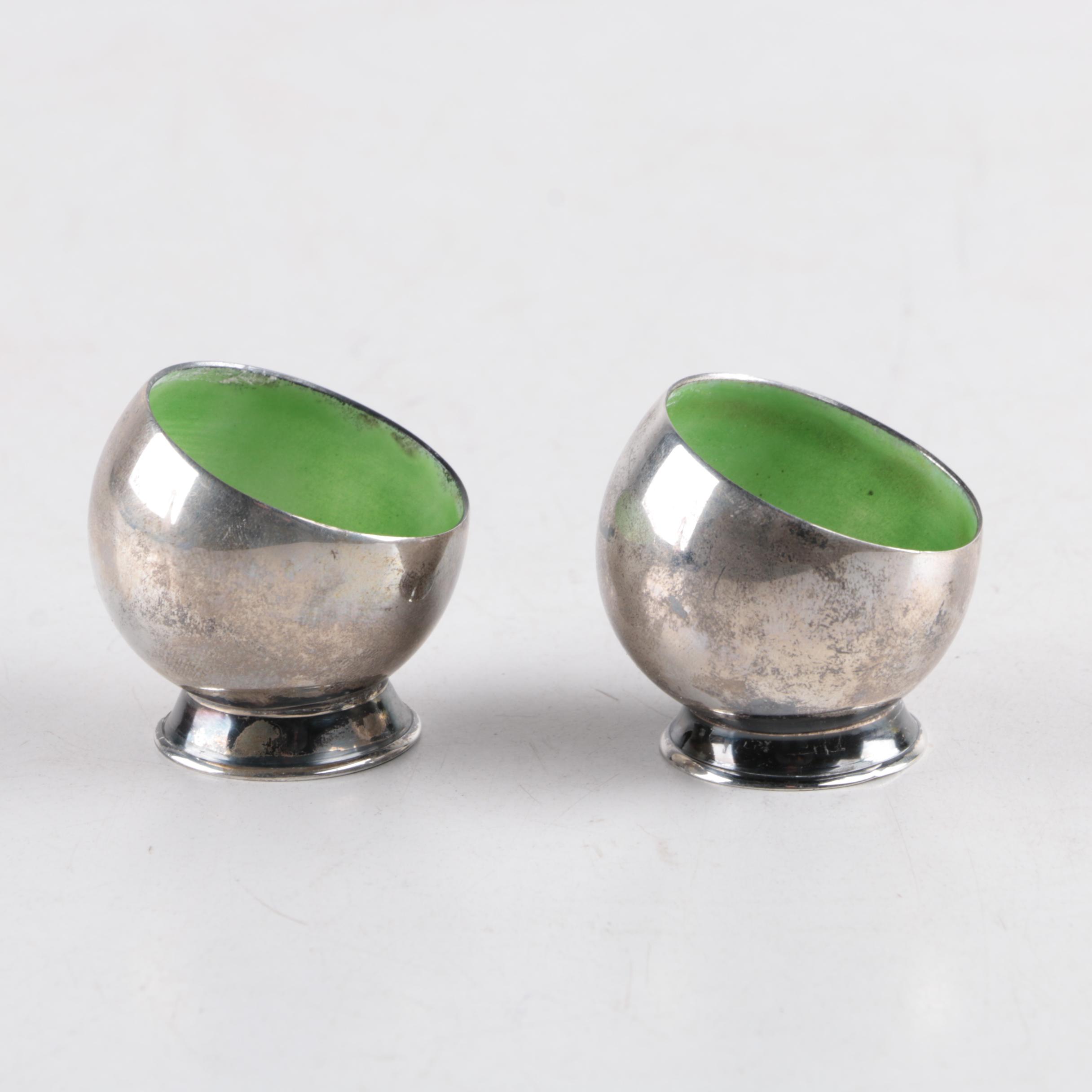 Hermann Bauer Mid Century Modern 835 Silver Open Salt Cellars, Circa 1930